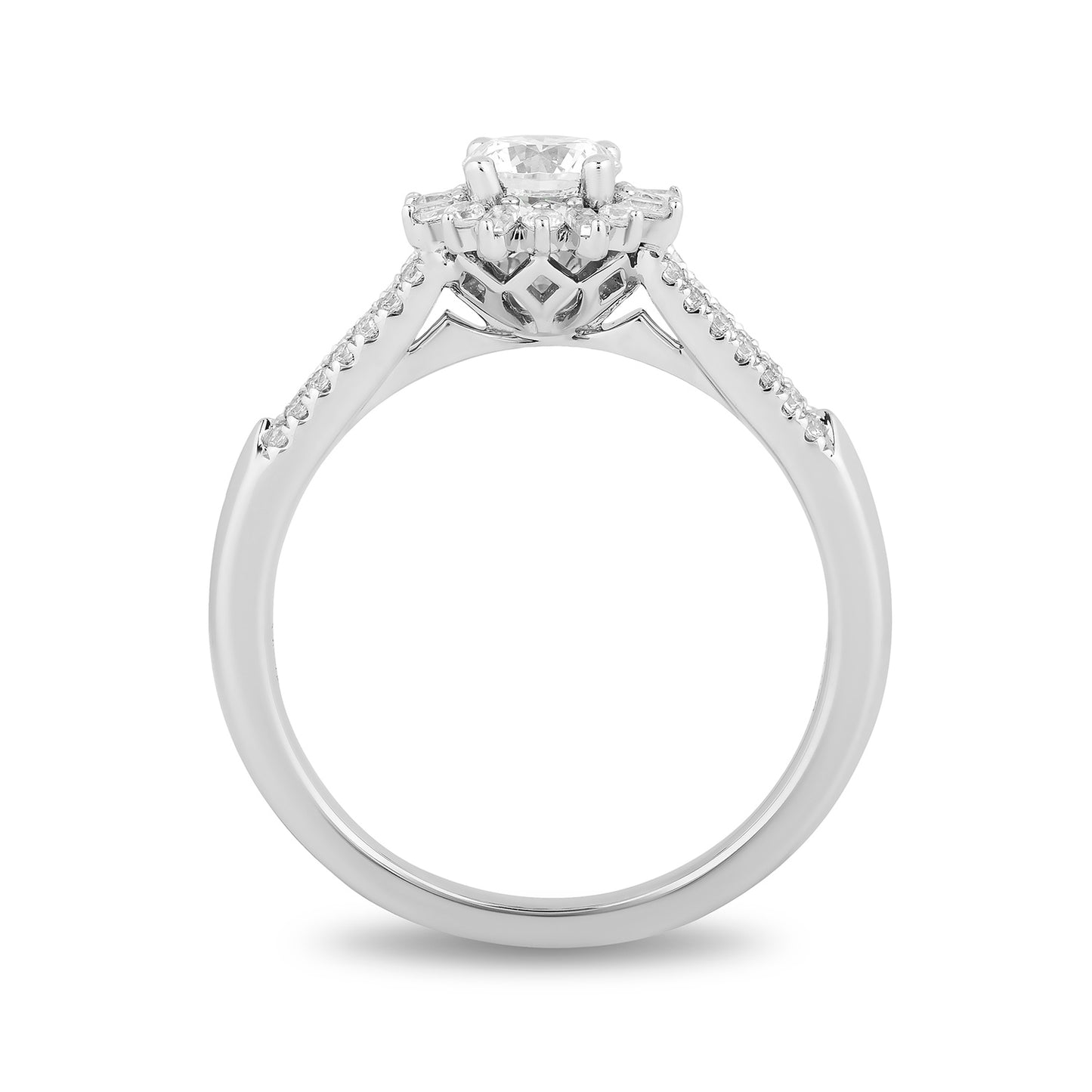 Enchanted Disney Fine Jewelry 14K White Gold with 1/4 CTTW Diamond, Disney's Frozen Elsa Engagement Ring