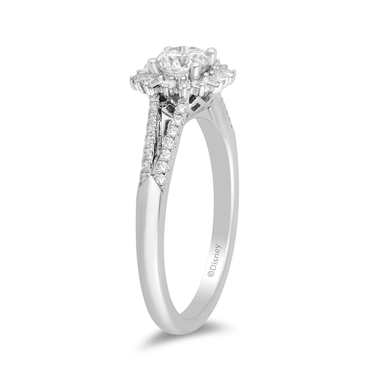 Enchanted Disney Fine Jewelry 14K White Gold with 1/4 CTTW Diamond, Disney's Frozen Elsa Engagement Ring