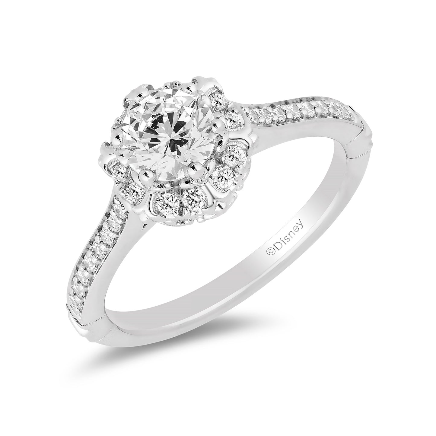 Enchanted Disney Fine Jewelry 14K White Gold with 1 CTTW Diamonds Majestic Princess Engagement Ring