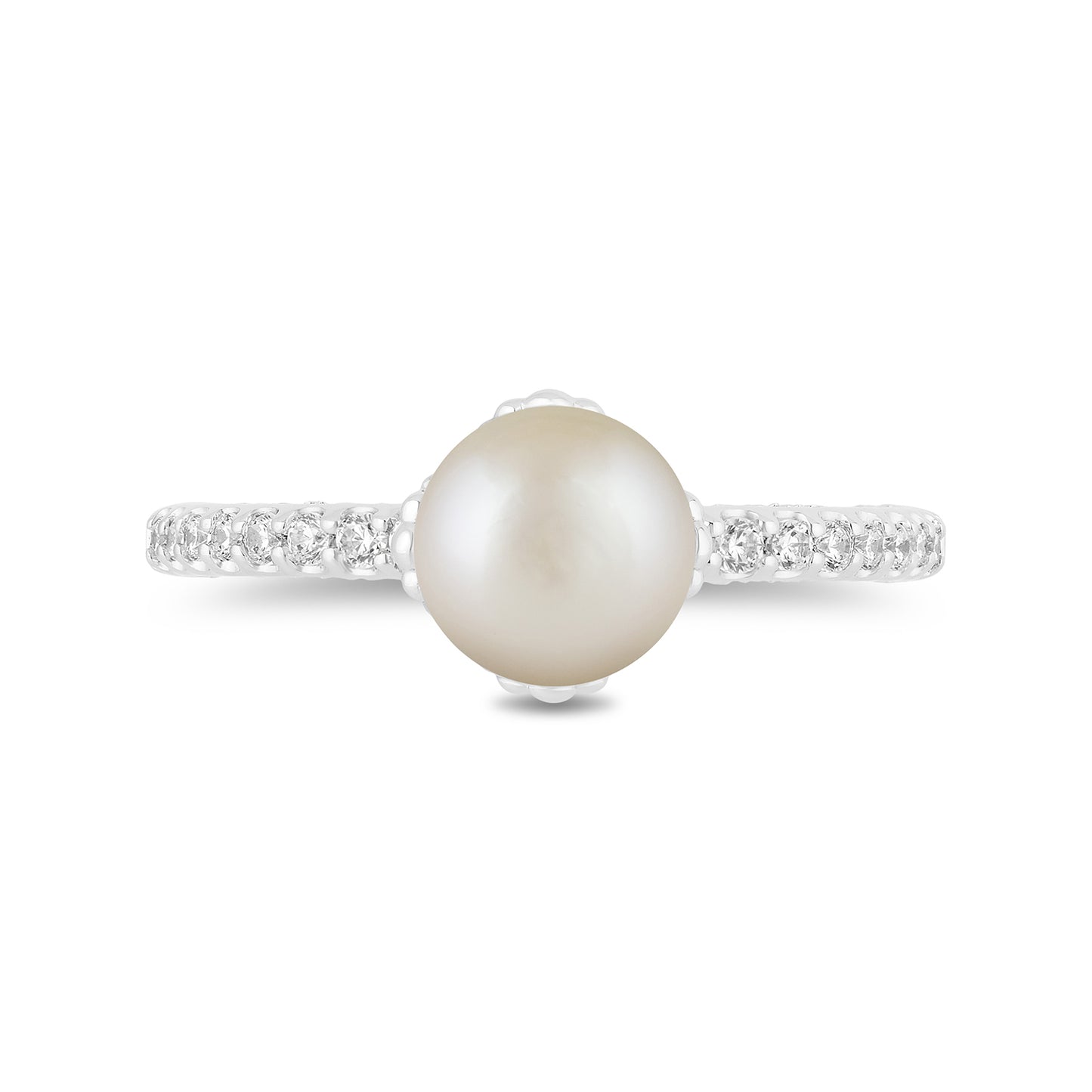 Enchanted Disney Fine Jewelry 14K White Gold with 3/8 CTTW Diamonds and Akoya Pearl Ariel Engagement Ring