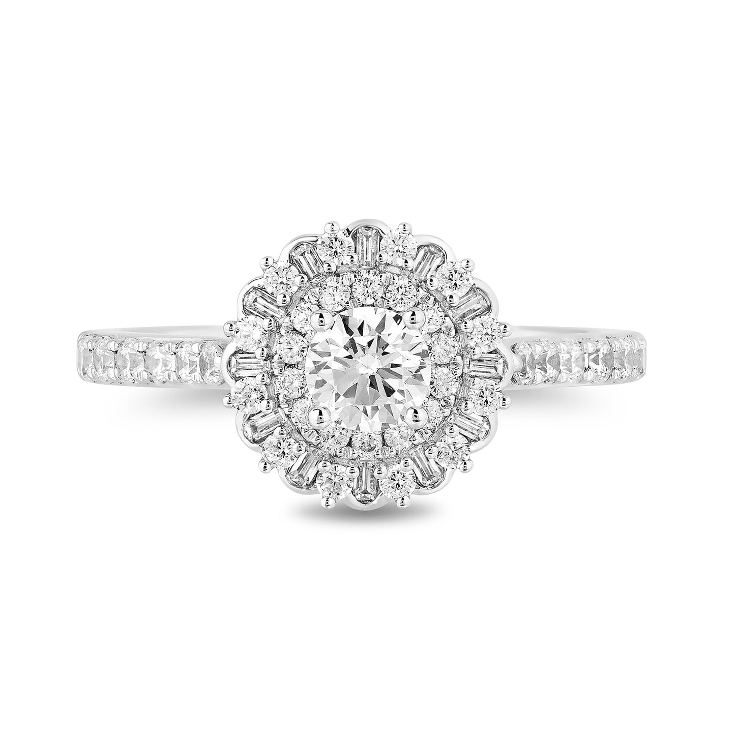 Enchanted Disney Fine Jewelry 14K White Gold with 5/8 CTTW Diamond, Majestic Princess Engagement Ring