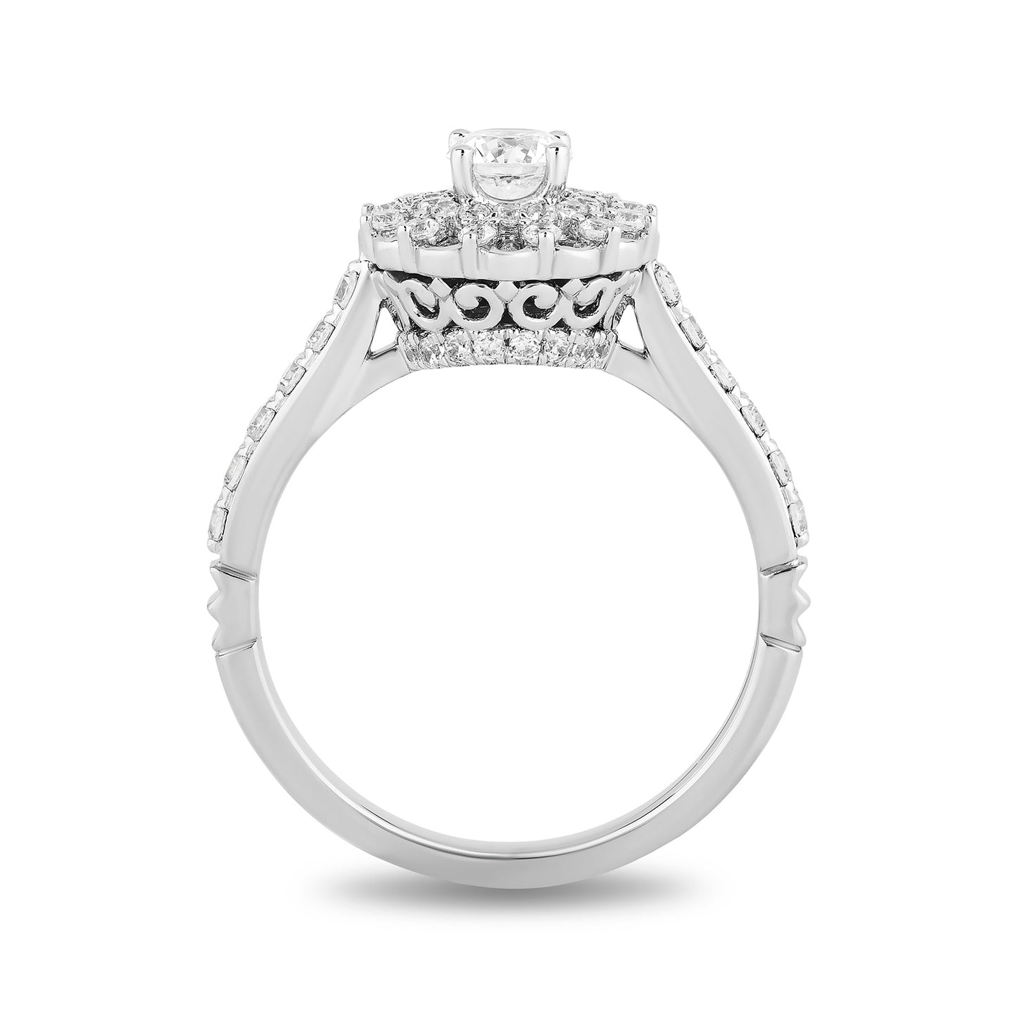 Enchanted Disney Fine Jewelry 14K White Gold with 5/8 CTTW Diamond, Majestic Princess Engagement Ring