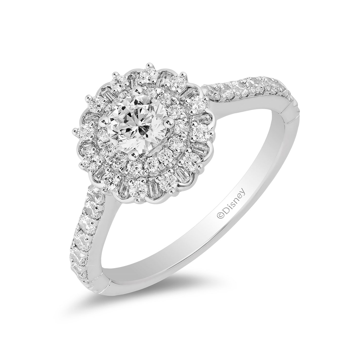 Enchanted Disney Fine Jewelry 14K White Gold with 5/8 CTTW Diamond, Majestic Princess Engagement Ring