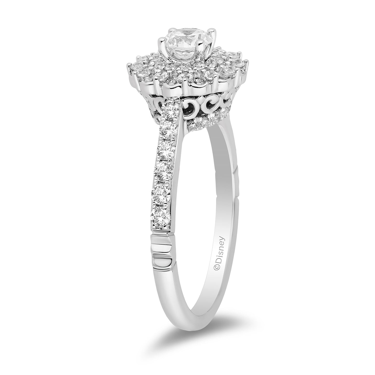 Enchanted Disney Fine Jewelry 14K White Gold with 5/8 CTTW Diamond, Majestic Princess Engagement Ring
