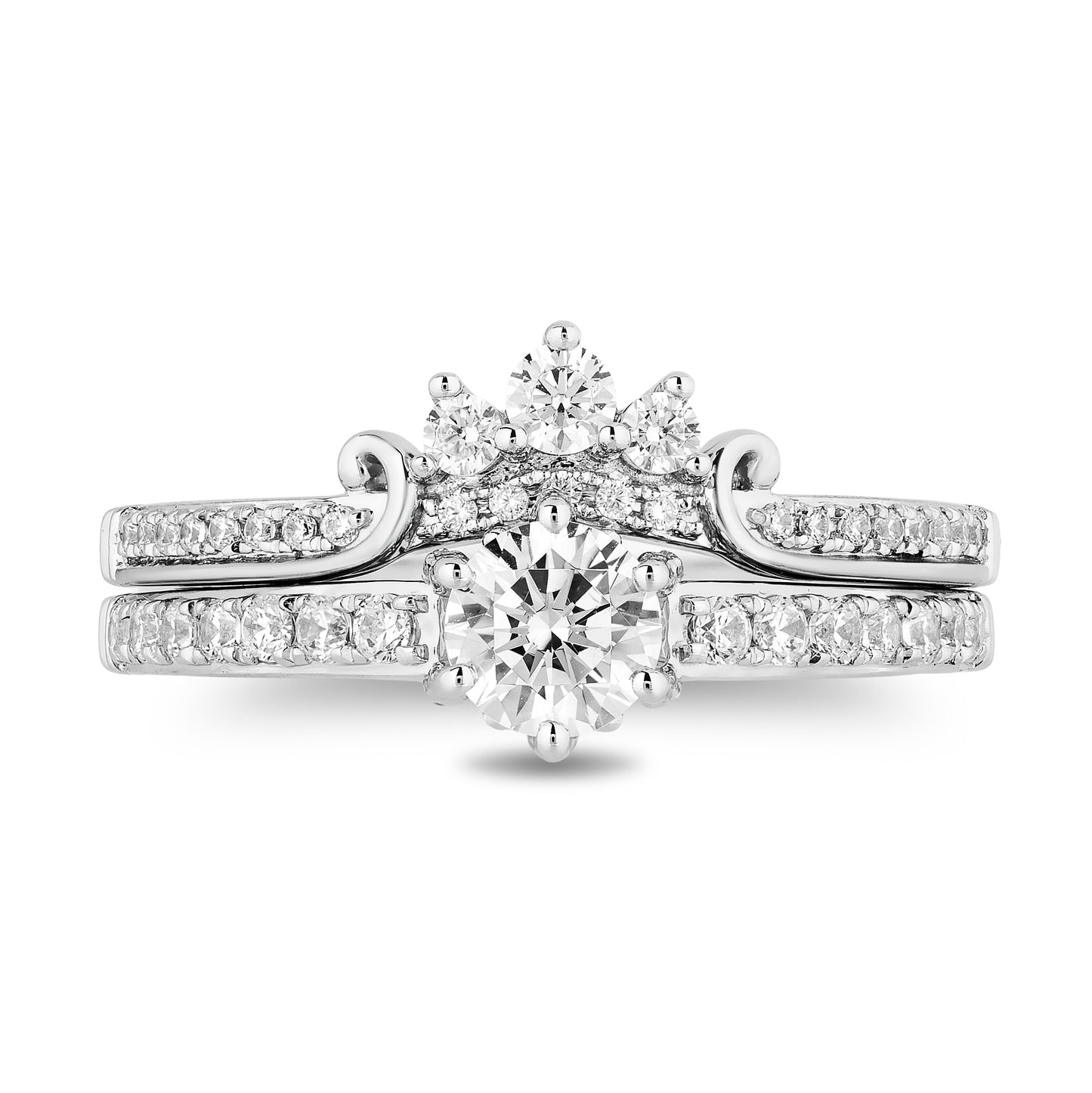 Enchanted Disney Fine Jewelry 14K White Gold with 1 CTTW Diamonds Majestic Princess Bridal Set