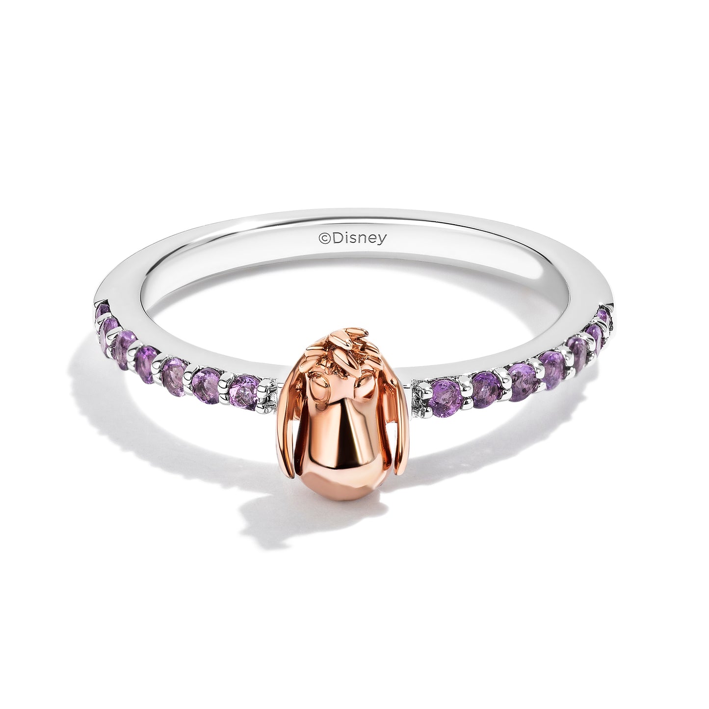 Disney Jewels 14K Rose Gold over  Sterling Silver with Amethyst, Disney's Eeyore Stackable Ring