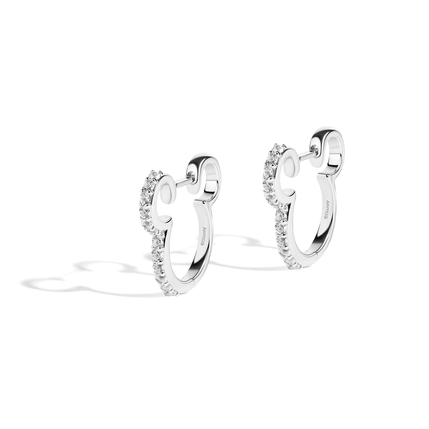 Disney Jewels Sterling Silver with White Topaz, Disney's Mickey Mouse Hoop Earrings