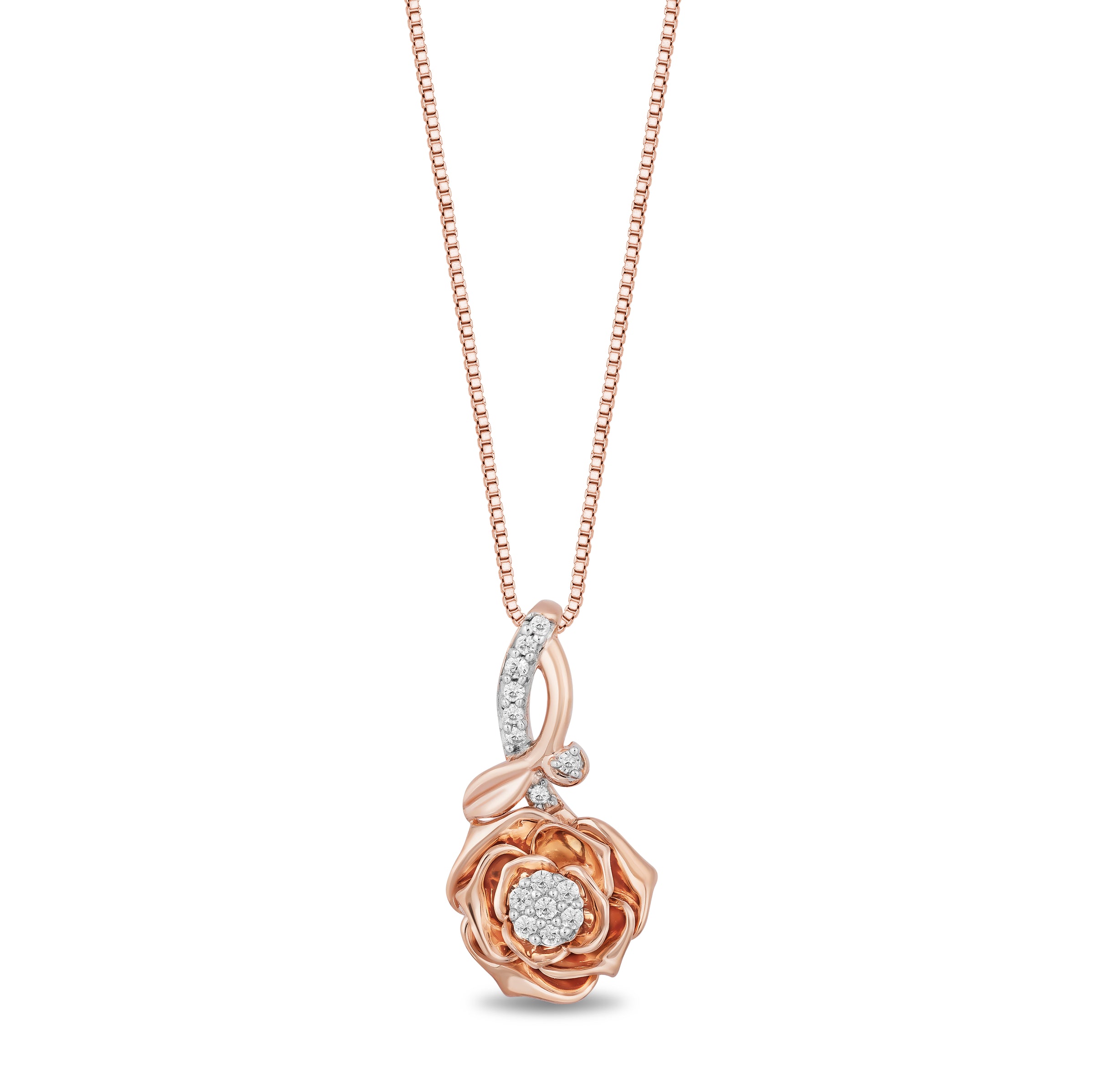 Enchanted Disney Fine Jewelry 10K Rose Gold with 1 10 CTTW Diamonds Be