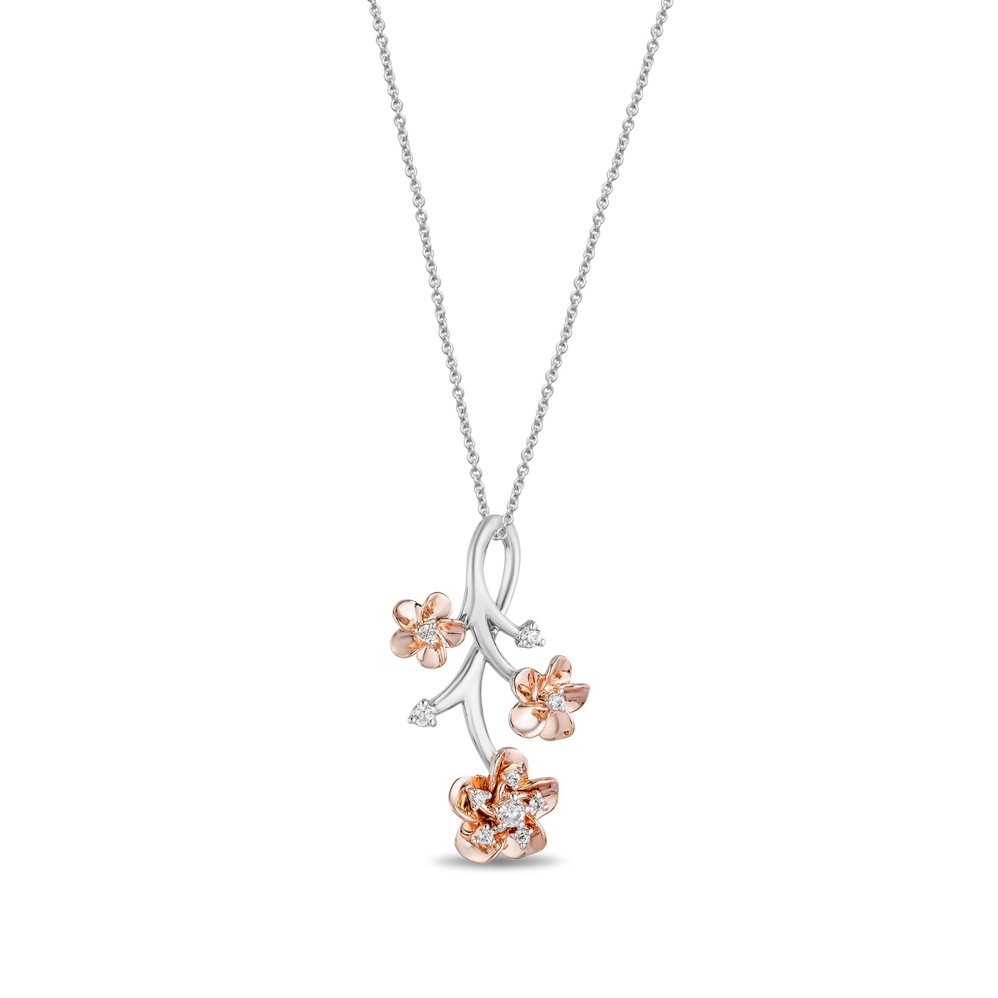 Enchanted Disney Fine Jewelry 14K Rose Gold Over Sterling Silver and 1/10 CTTW Diamonds Mulan Pendant Necklace