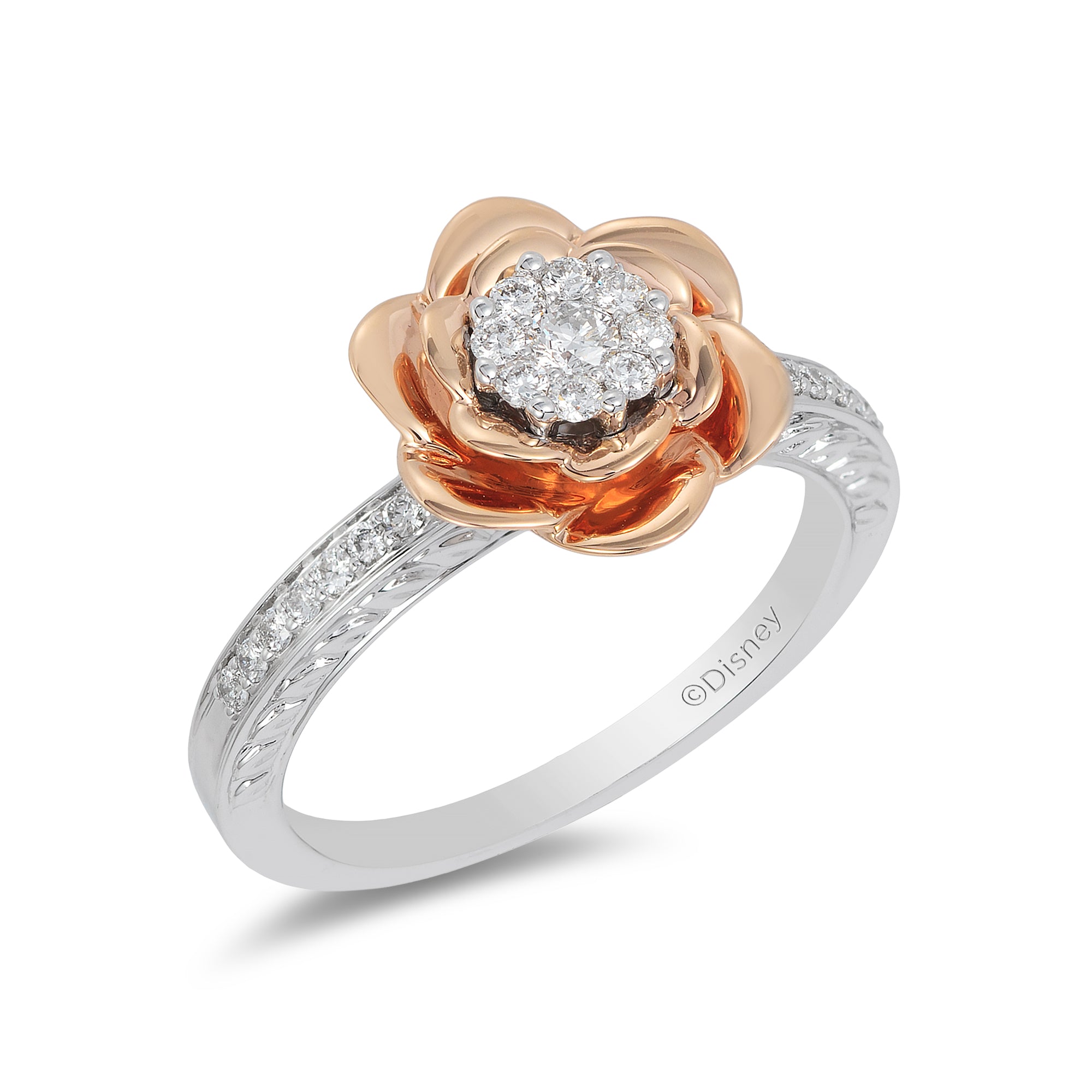 Disney Belle Inspired Diamond Composite Ring in 14K Rose Gold Over