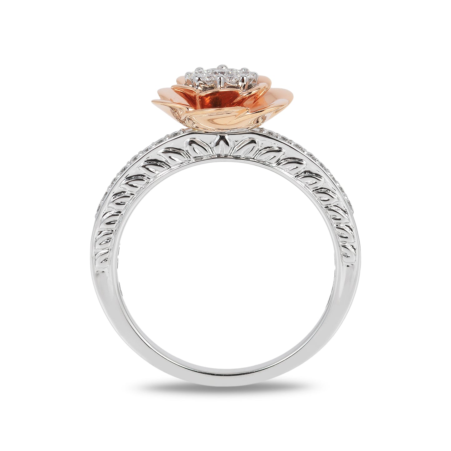 Enchanted Disney Fine Jewelry 14K Rose Gold and White Gold with 1/4 CTTW Diamond Belle Engagement Ring
