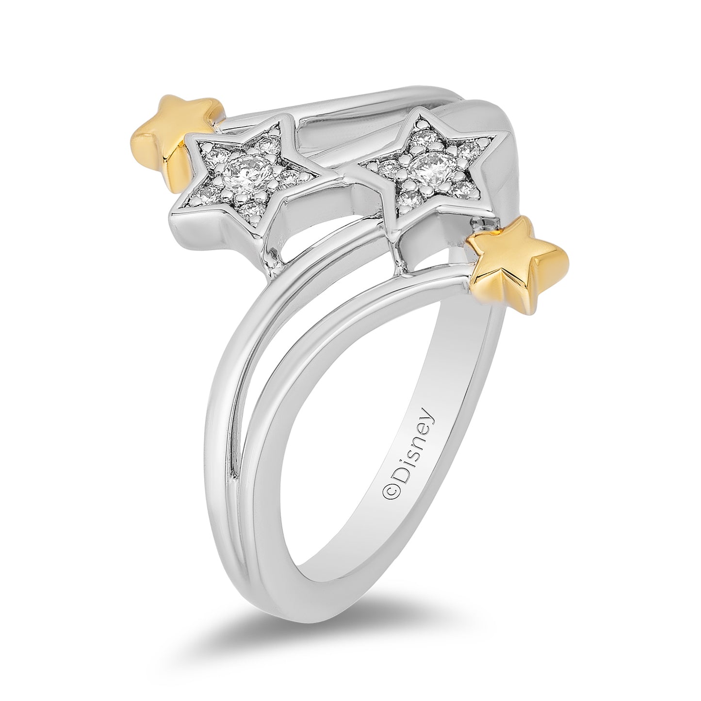 Enchanted Disney Fine Jewelry 14K Yellow Gold Over Sterling Silver with 1/10 CTTW Diamond Tinker Bell Ring