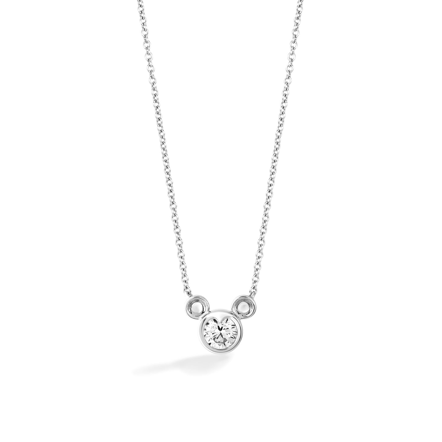 Disney Jewels Sterling Silver with 1 CTTW Diamonds and White Topaz , Disney's Mickey Mouse Silhouette Necklace