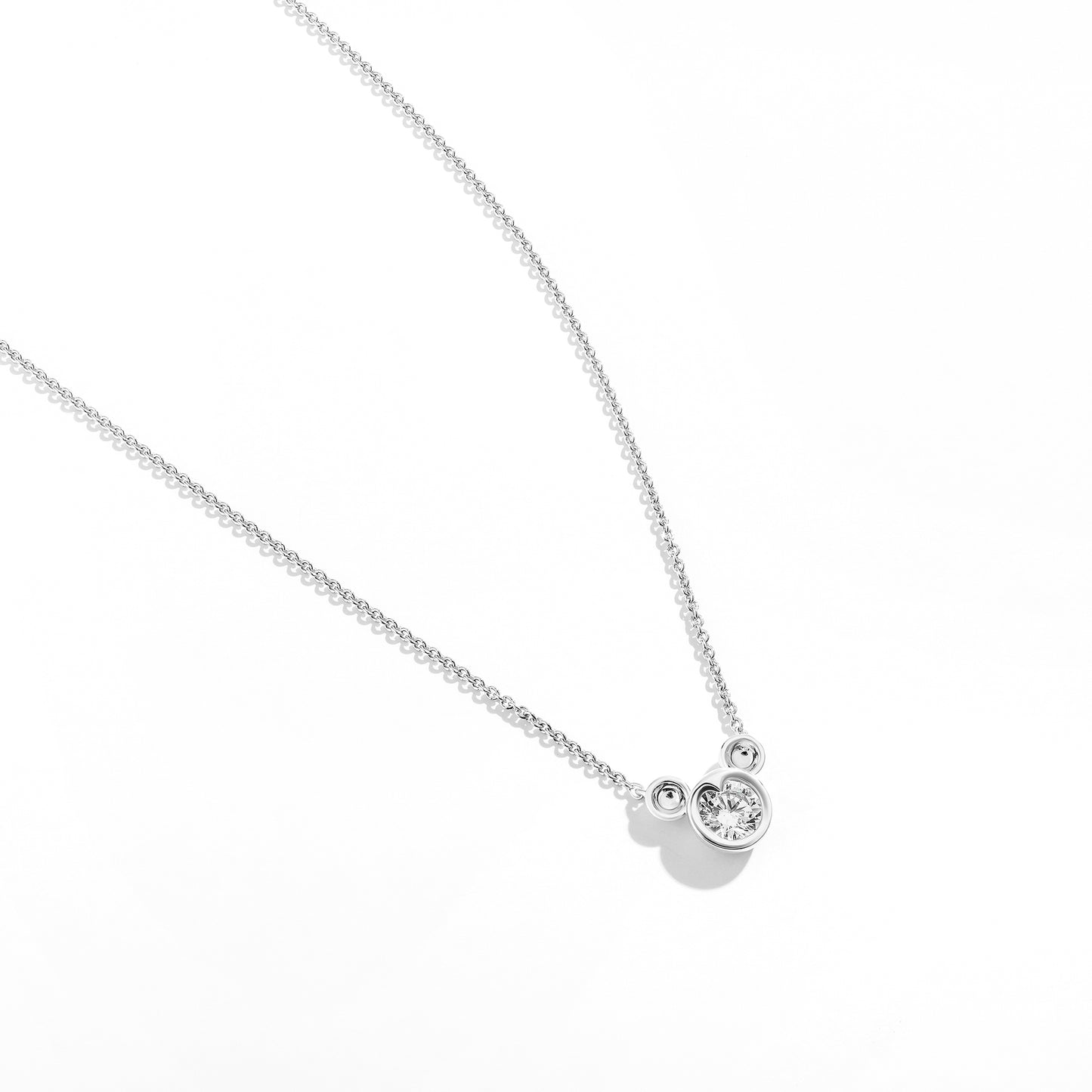 Disney Jewels Sterling Silver with 1 CTTW Diamonds and White Topaz , Disney's Mickey Mouse Silhouette Necklace
