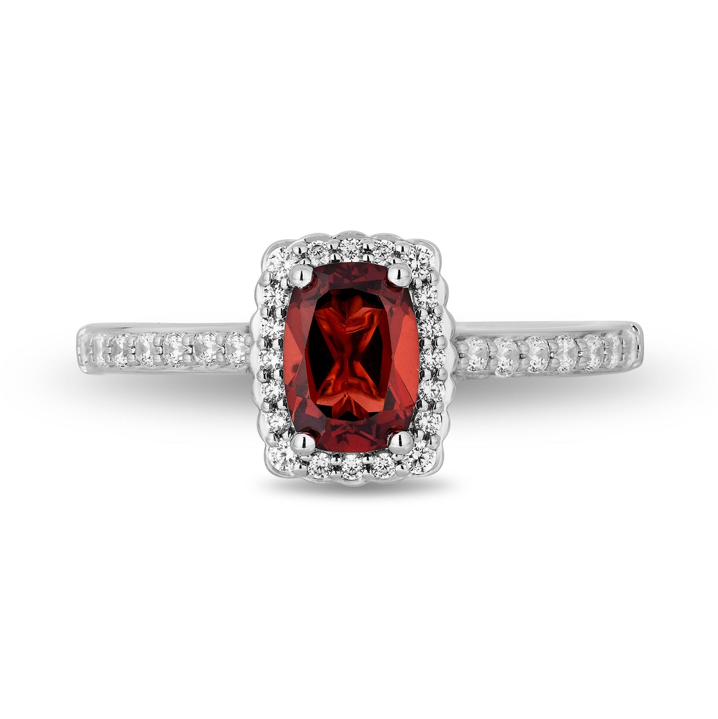 Enchanted Disney Fine Jewelry 14K White and Rose Gold with 1/3 CTTW Diamond and Red Garnet, Disney's Snow White Engagement Ring