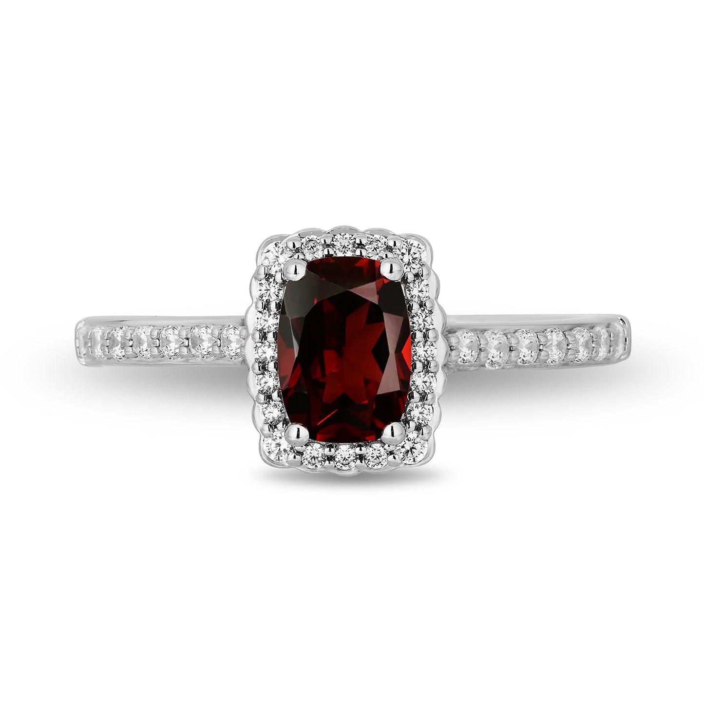 Enchanted Disney Fine Jewelry 14K White Gold and Rose Gold with 1/3 CTTW Diamonds and Garnet Snow White Engagement Ring