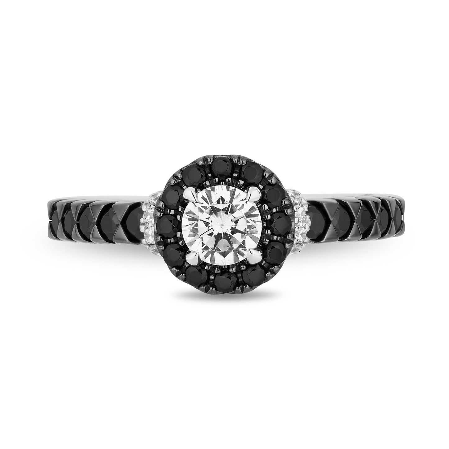 Enchanted Disney Fine Jewelry Black Rhodium over 14K White Gold with 1 1/4 CTTW Diamond, Disney's Maleficent Engagement Ring