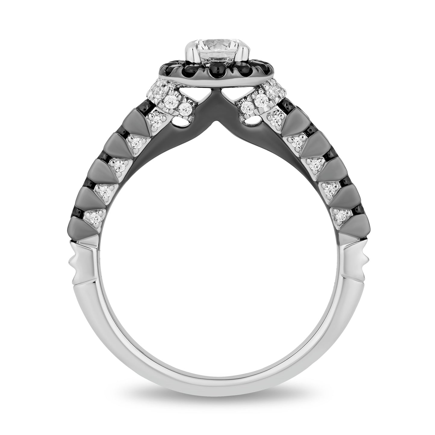 Enchanted Disney Fine Jewelry Black Rhodium over 14K White Gold with 1 1/4 CTTW Diamond, Disney's Maleficent Engagement Ring