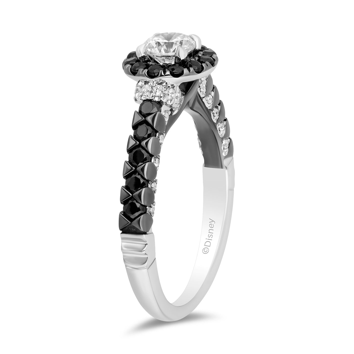 Enchanted Disney Fine Jewelry Black Rhodium over 14K White Gold with 1 1/4 CTTW Diamond, Disney's Maleficent Engagement Ring