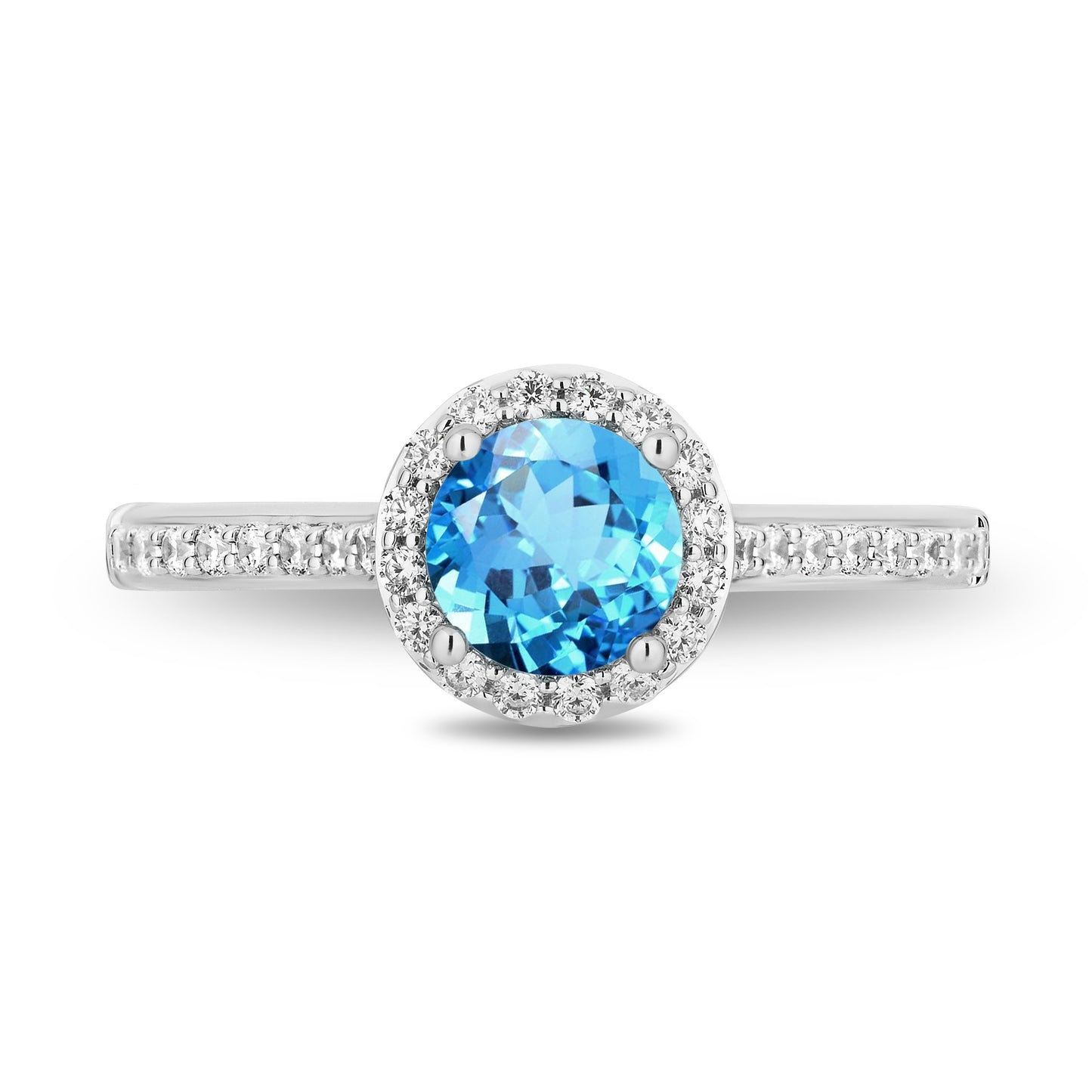 Enchanted Disney Fine Jewelry 14K White Gold and Yellow Gold with 1/3 CTTW Diamonds and Swiss Blue Topaz Jasmine Engagement Ring