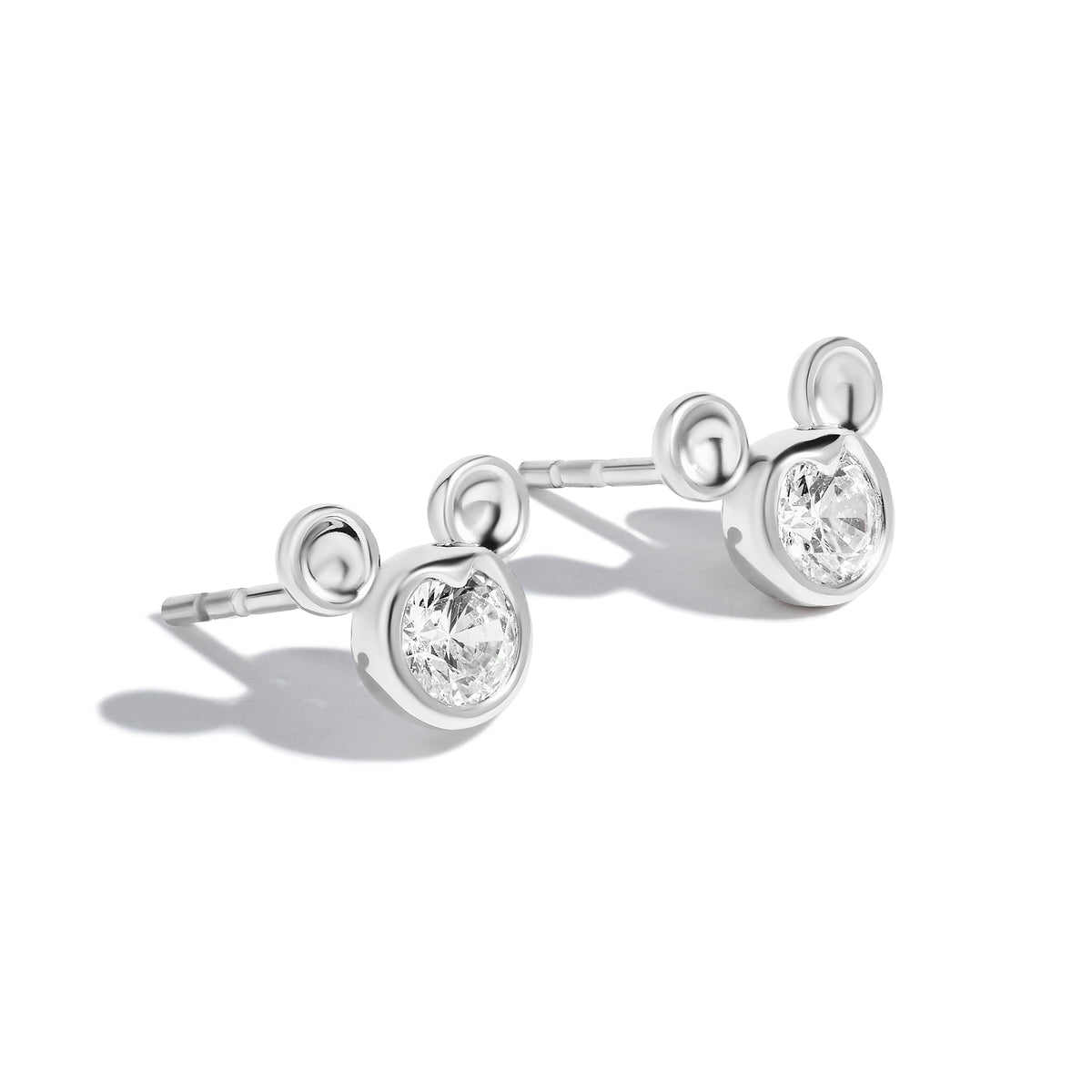 Disney Jewels Sterling Silver with 5/8 CTTW White Topaz, Disney's Mickey Mouse Earrings