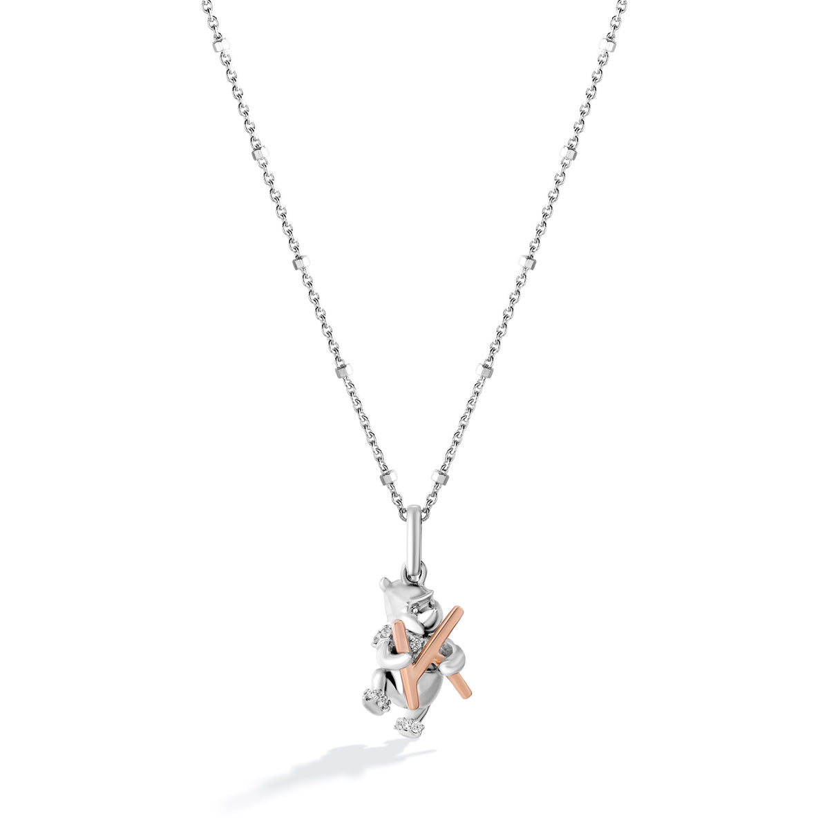 Disney Jewels 14K Rose Gold over Sterling Silver with 1/20 CTTW Diamonds Alphabet 'K' Disney's Winnie The Pooh Necklace
