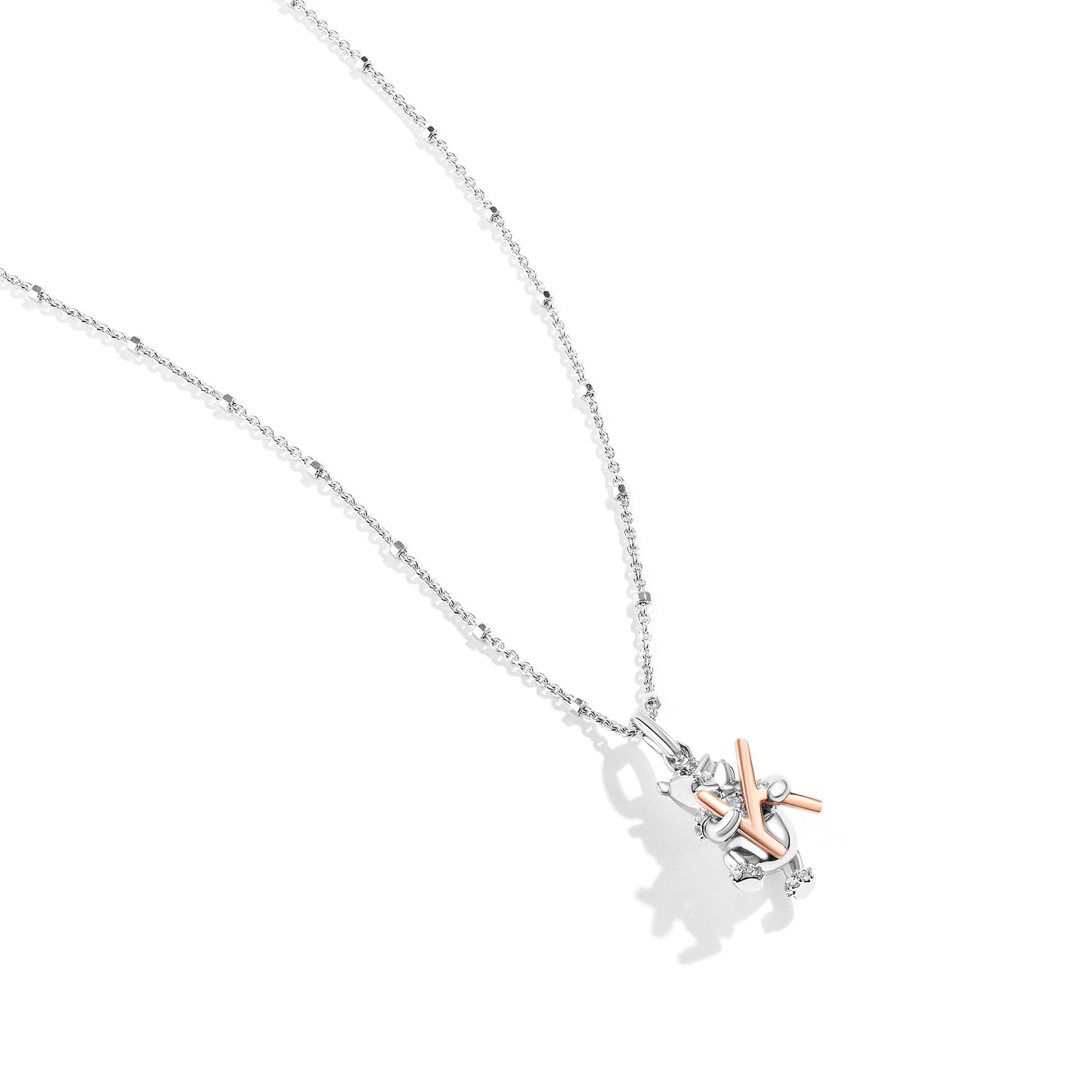 Disney Jewels 14K Rose Gold over Sterling Silver with 1/20 CTTW Diamonds Alphabet 'K' Disney's Winnie The Pooh Necklace