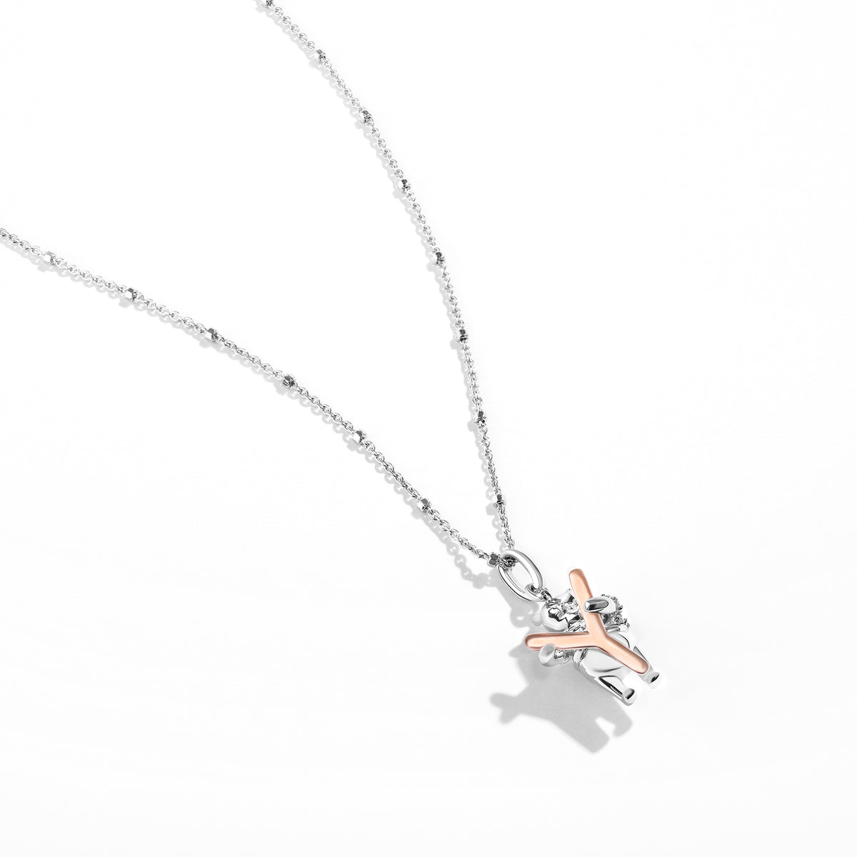 Disney Jewels 14K Rose Gold over Sterling Silver with 1/20 CTTW Diamonds Alphabet 'Y' Disney's Winnie The Pooh Necklace
