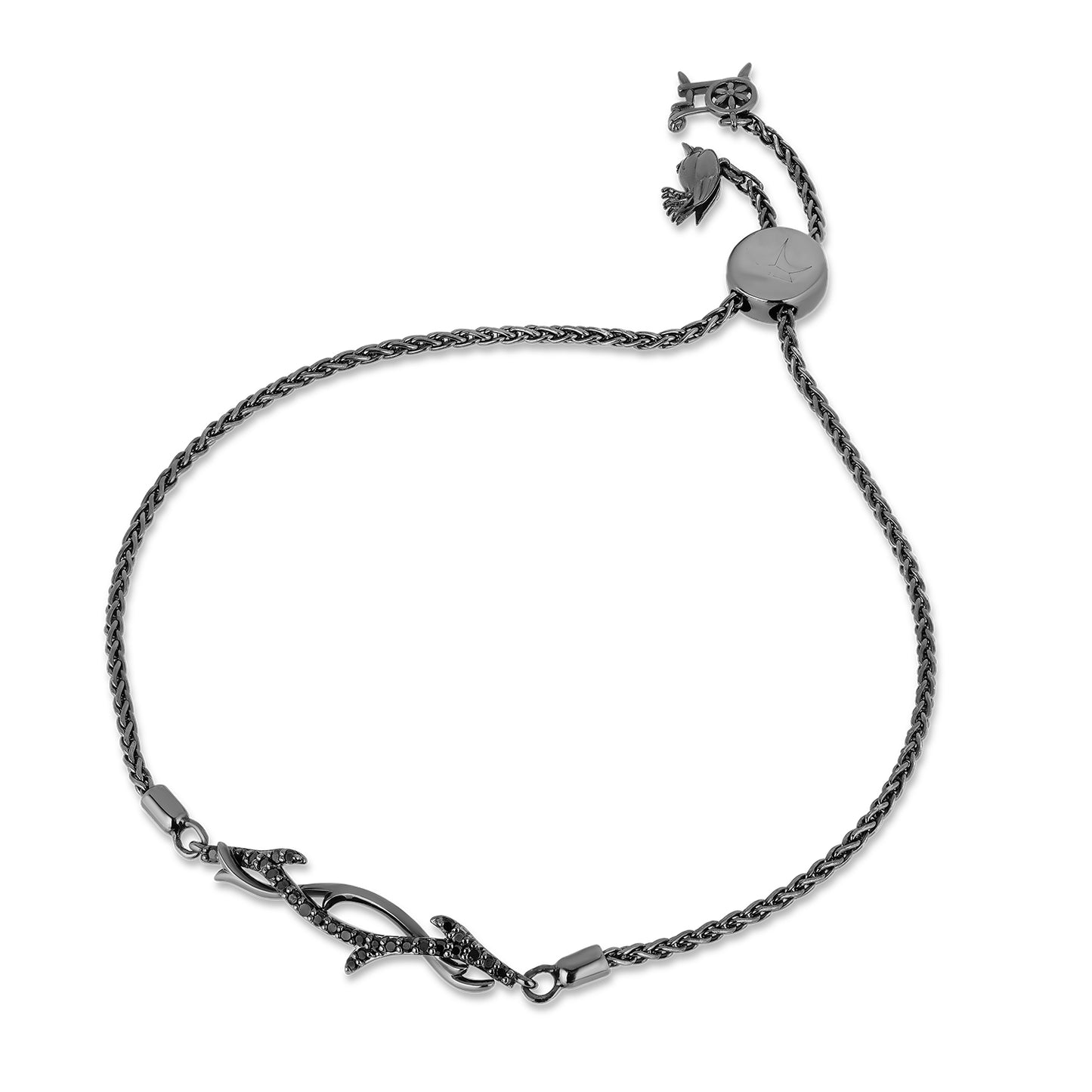 Enchanted Disney Fine Jewelry Black Rhodium Over Sterling Silver with 1/5 CTTW Diamonds Maleficent Thorn Bracelet