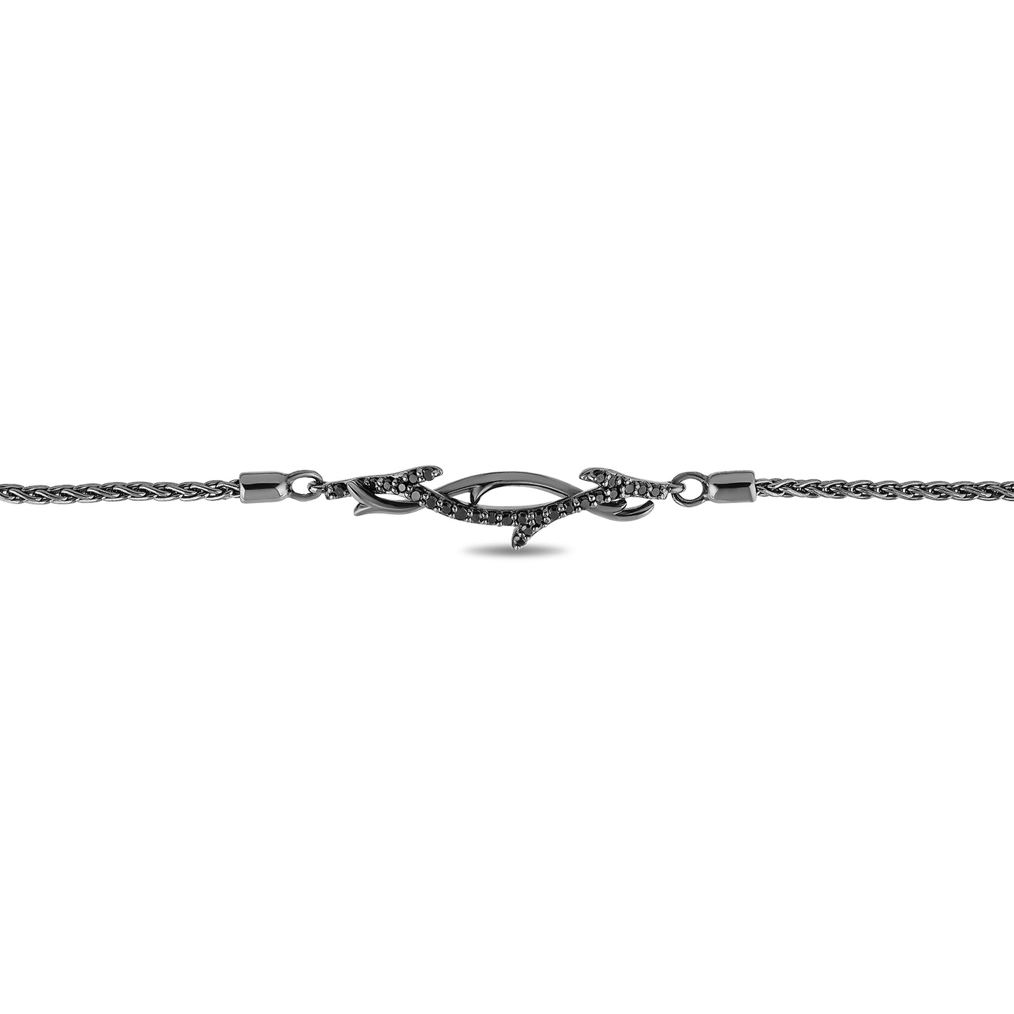 Enchanted Disney Fine Jewelry Black Rhodium Over Sterling Silver with 1/5 CTTW Diamonds Maleficent Thorn Bracelet