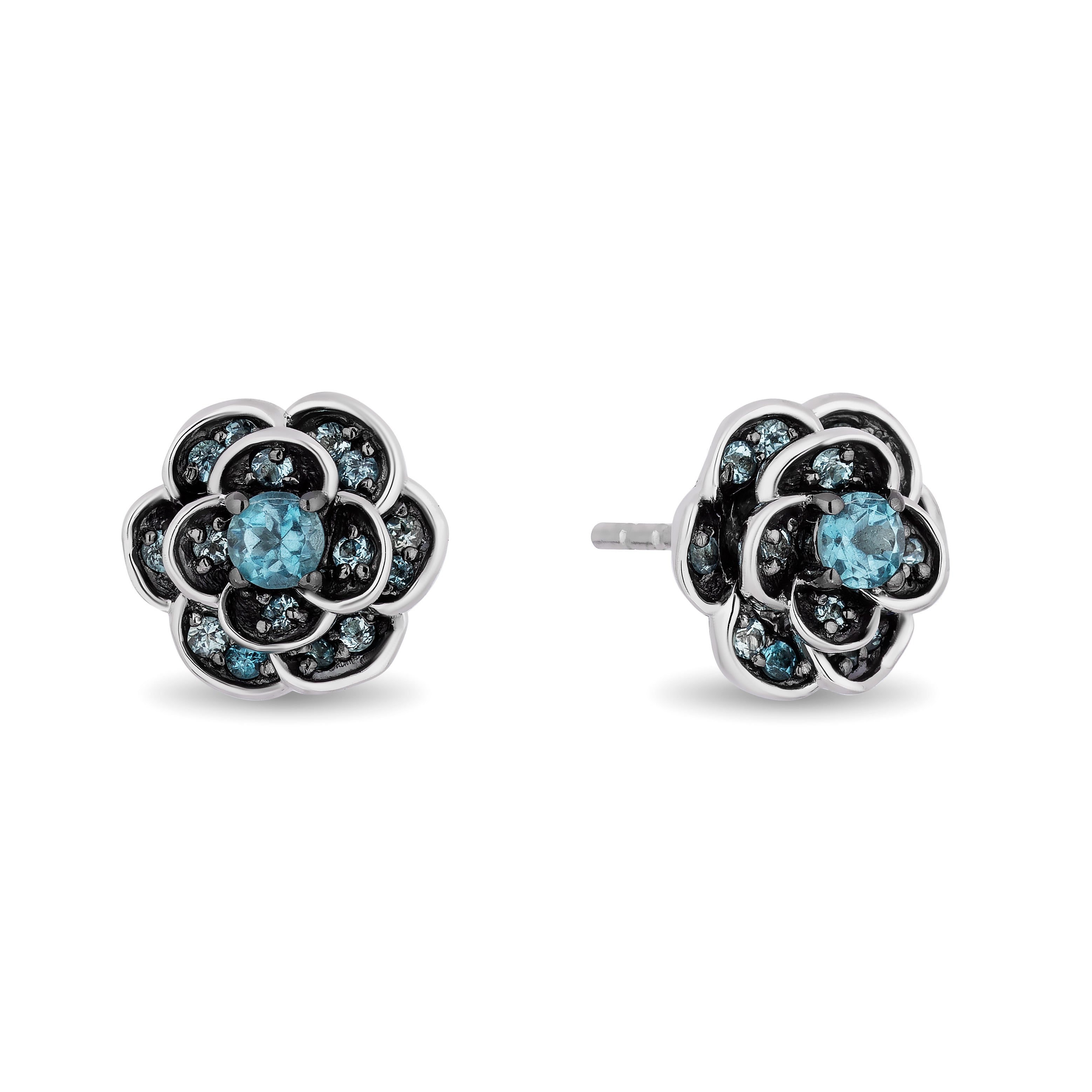 Disney Cinderella Inspired Diamond London Blue Topaz Stud Earrings in ...