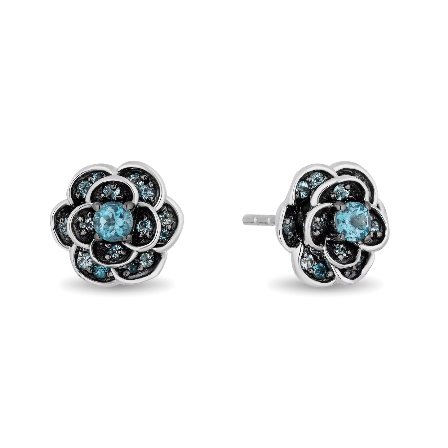 Enchanted Disney Fine Jewelry Sterling Silver London Blue Topaz Cinderella Gardenia Stud Earrings