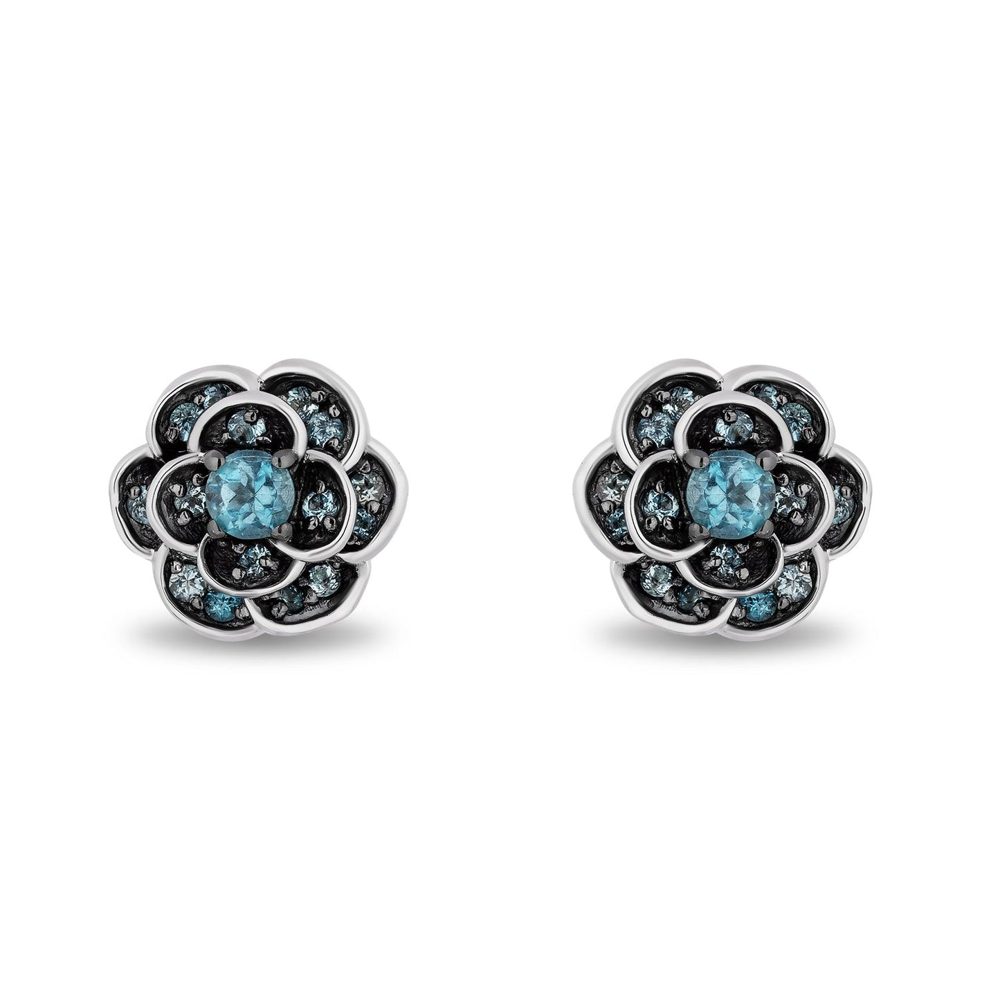 Enchanted Disney Fine Jewelry Sterling Silver London Blue Topaz Cinderella Gardenia Stud Earrings