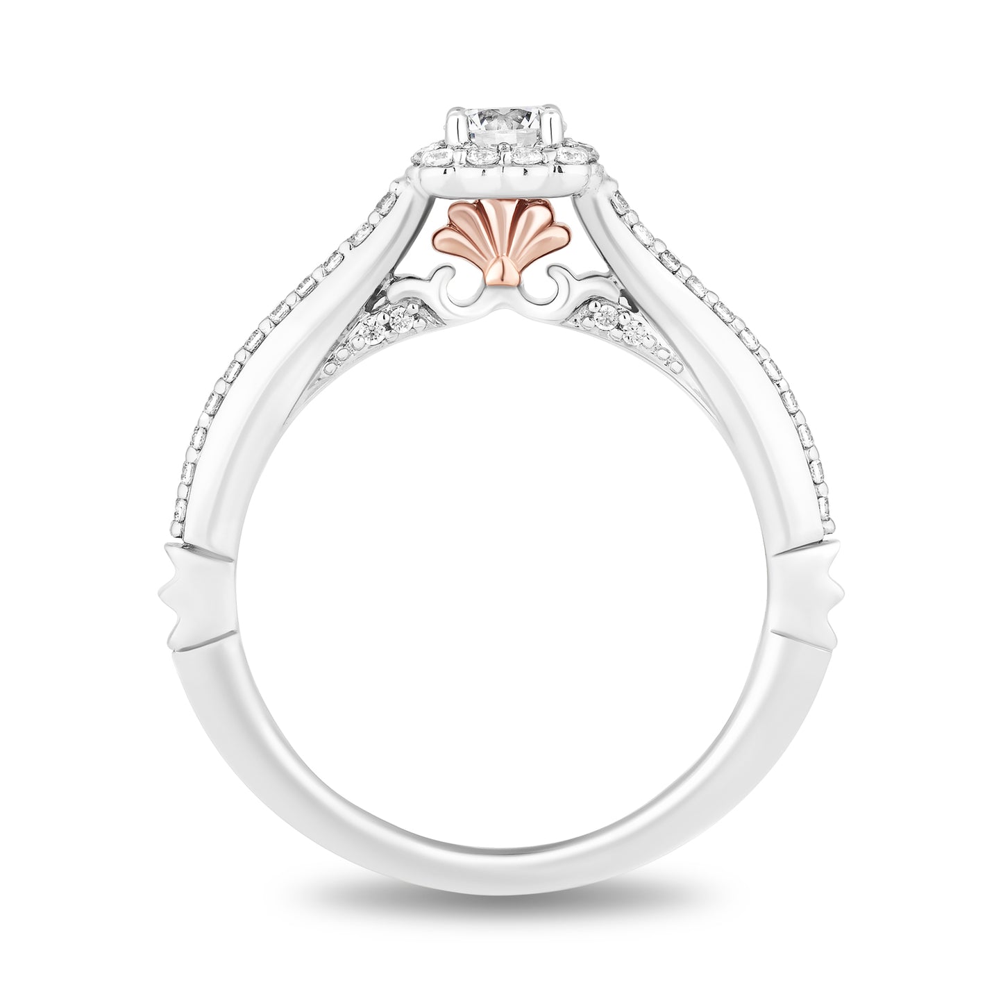 Enchanted Disney Fine Jewelry 14K White and Rose Gold with 1/2 CTTW Diamonds, Disney's Ariel Engagement Ring