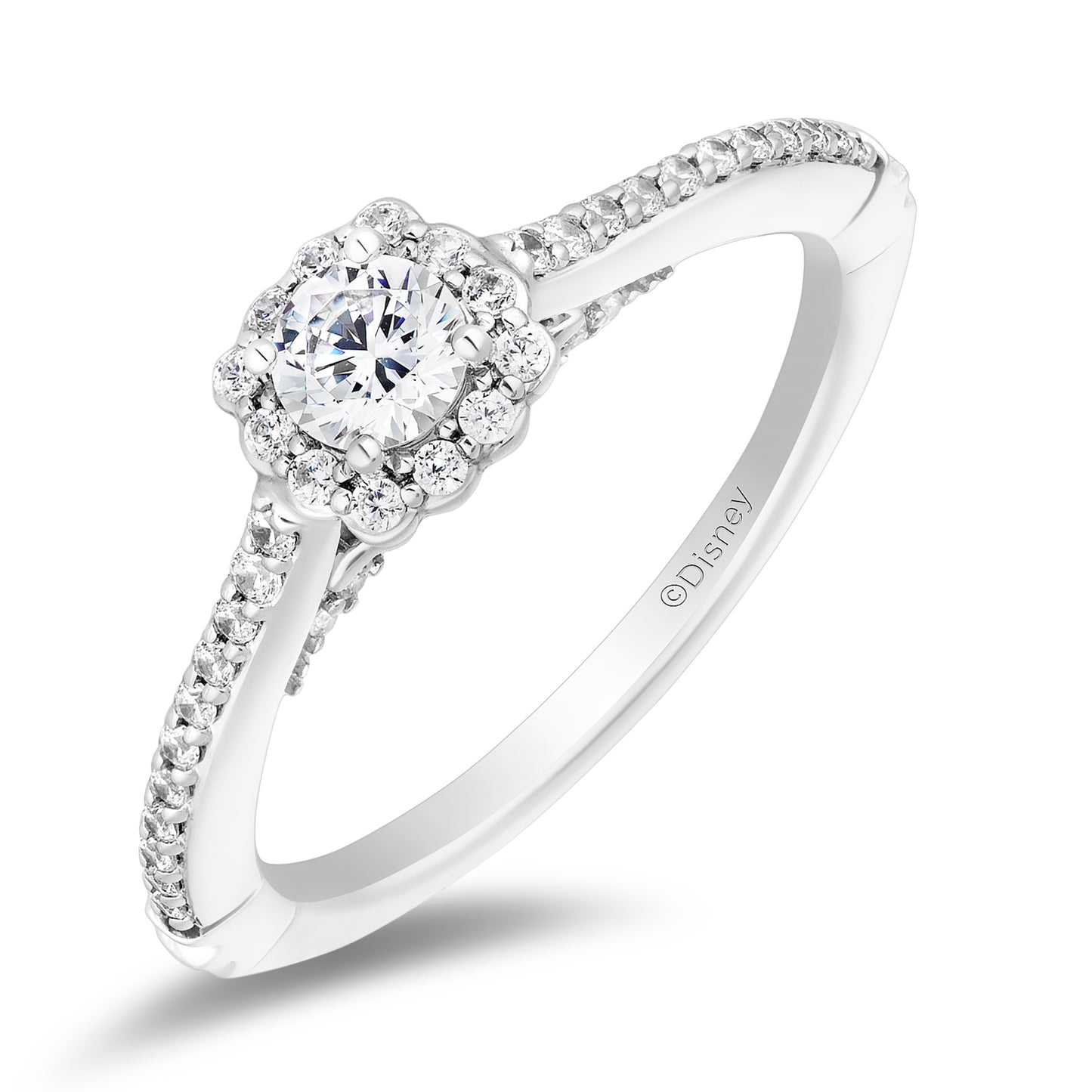 Enchanted Disney Fine Jewelry 14K White and Rose Gold with 1/2 CTTW Diamonds, Disney's Ariel Engagement Ring