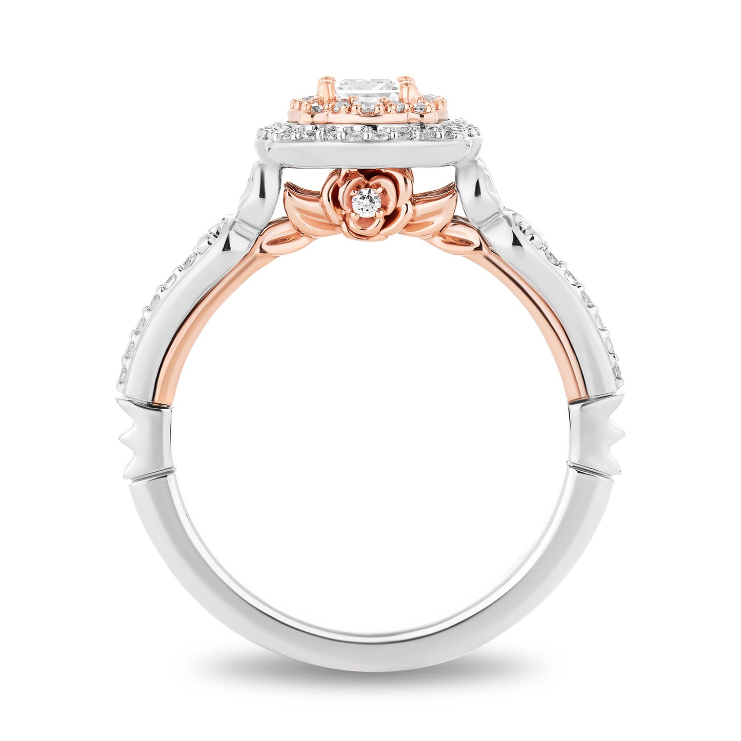 Enchanted Disney Fine Jewelry 14K White and Rose Gold with 5/8 CTTW Diamonds, Disney's Belle Engagement Ring