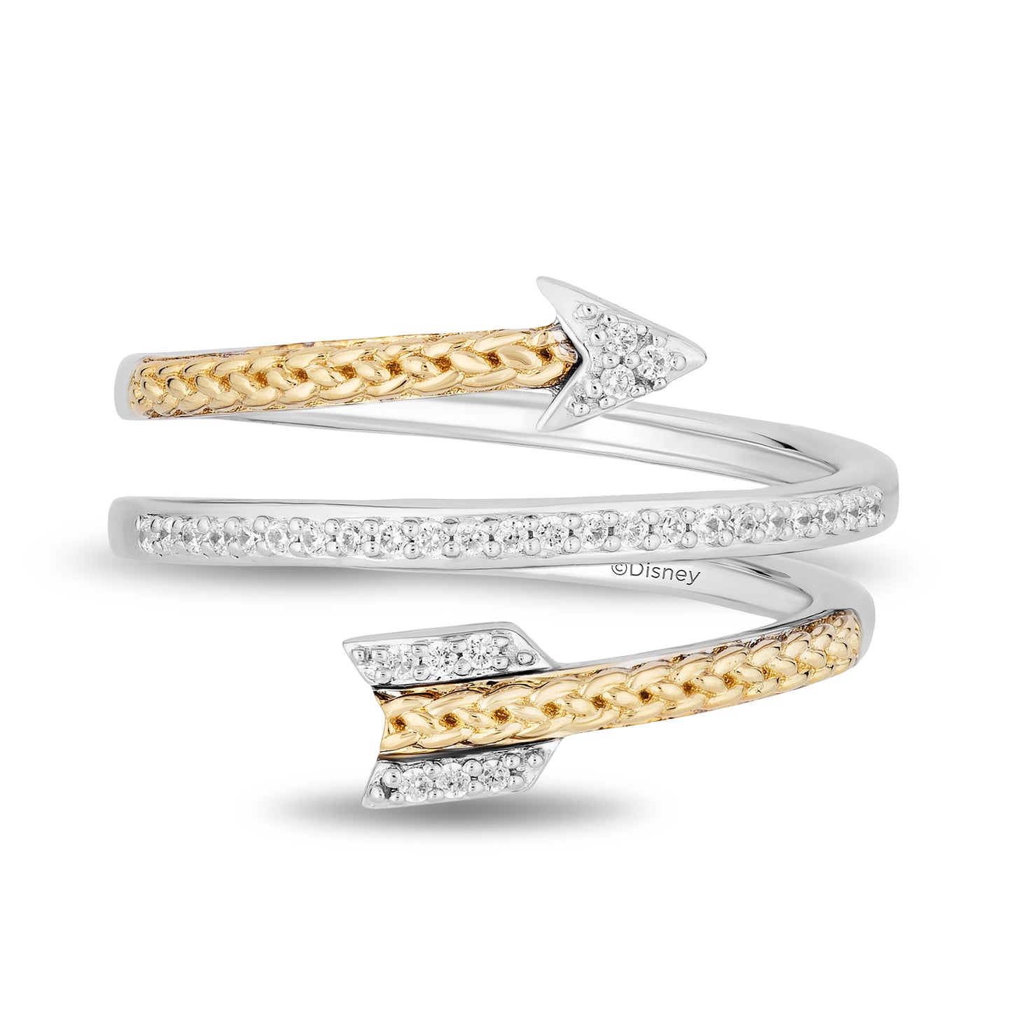 Enchanted Disney Fine Jewelry Sterling Silver and 10K Yellow Gold with 1/10 CTTW. Diamonds Merida Ring