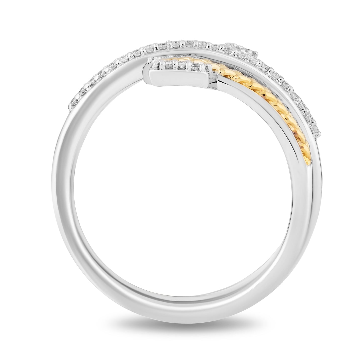 Enchanted Disney Fine Jewelry Sterling Silver and 10K Yellow Gold with 1/10 CTTW. Diamonds Merida Ring