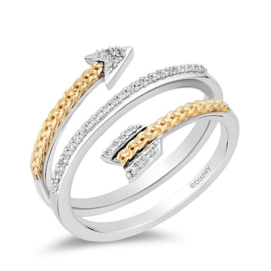 Enchanted Disney Fine Jewelry Sterling Silver and 10K Yellow Gold with 1/10 CTTW. Diamonds Merida Ring