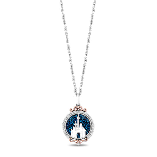 Enchanted Disney Fine Jewelry 14K Rose Gold Over Sterling Silver with 1/8 CTTW Diamonds Majestic Princess Pendant Necklace