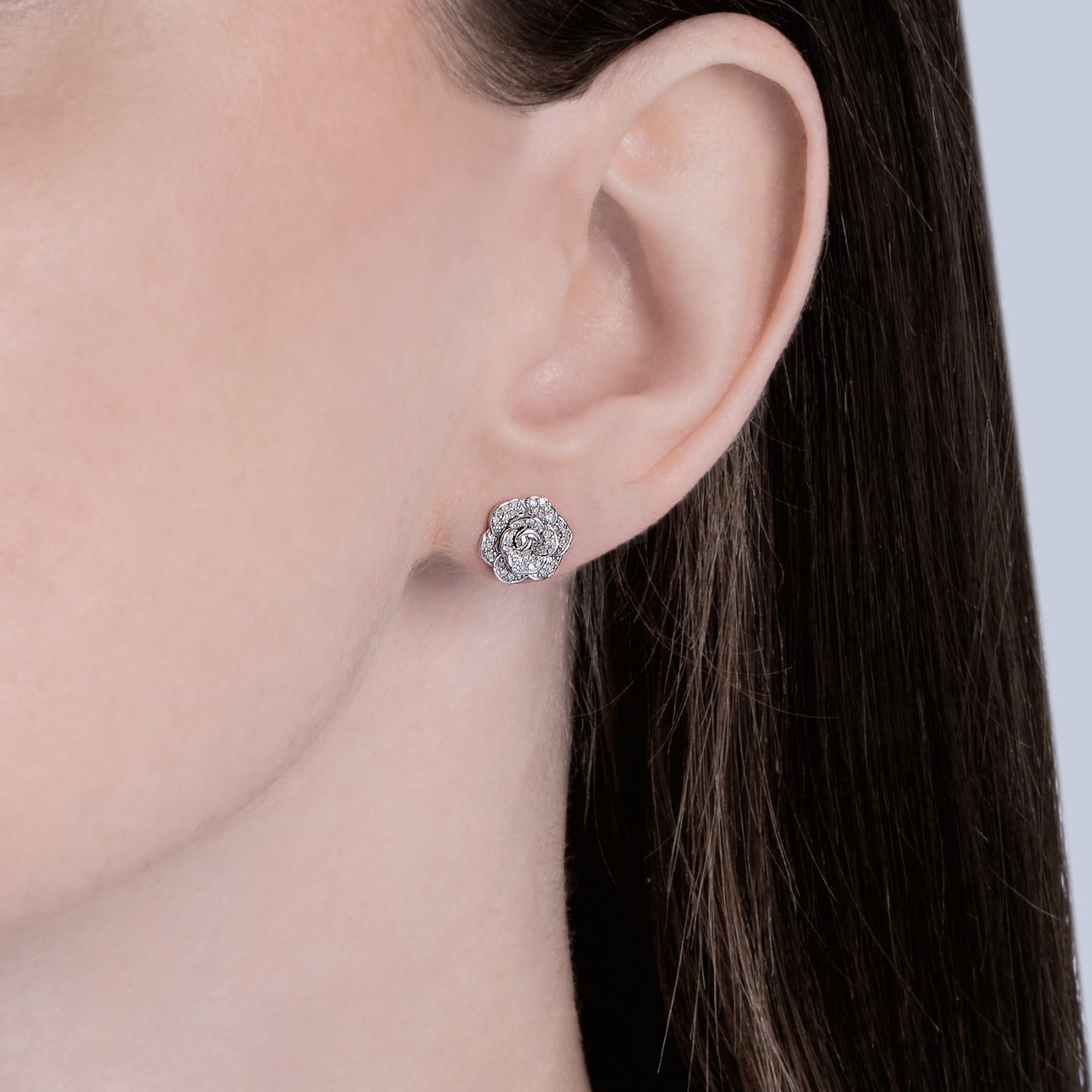 Enchanted Disney Fine Jewelry Sterling Silver with 1/5 CTTW Diamonds, Disney's Cinderella Stud Earrings