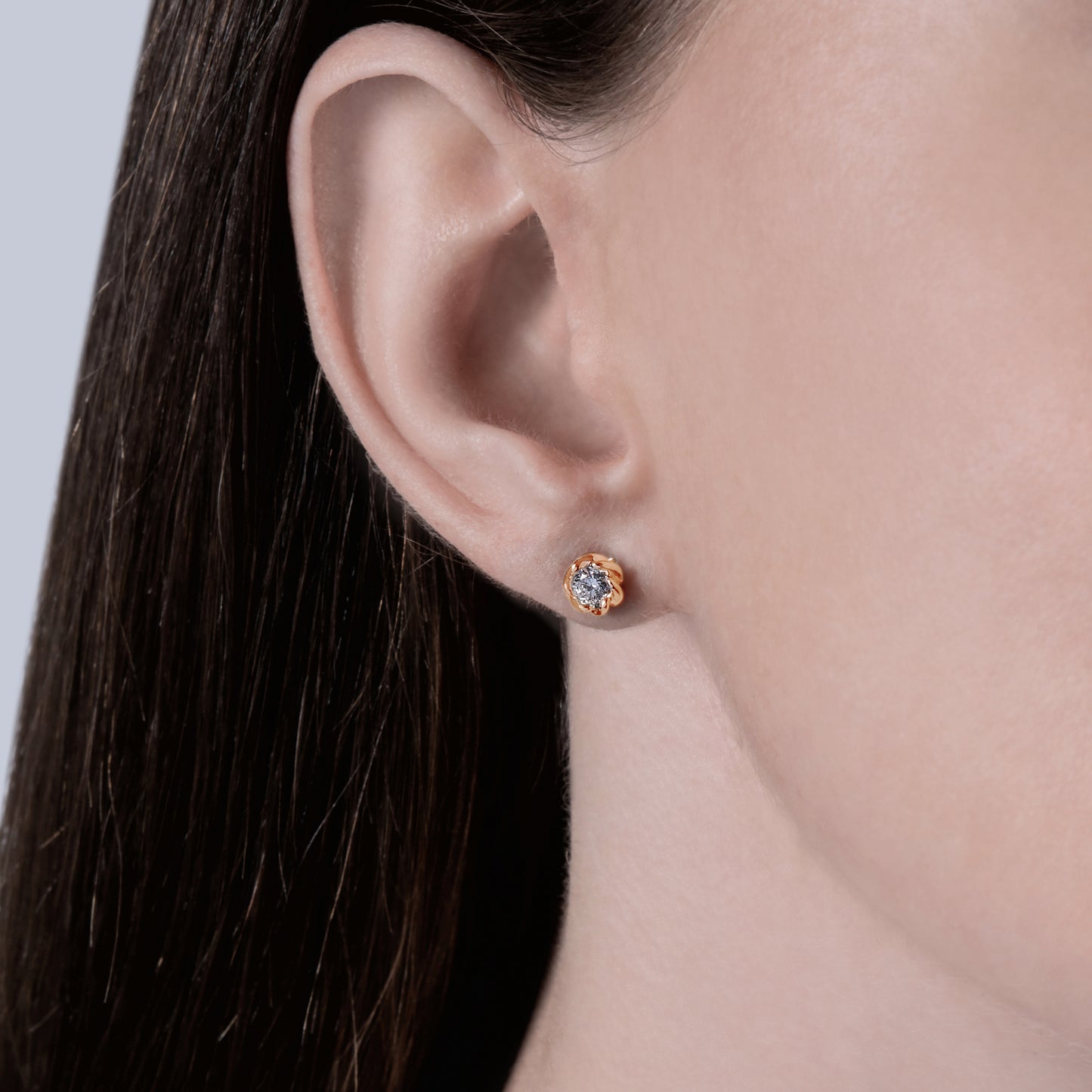 Enchanted Disney Fine Jewelry 14K Rose Gold over Sterling Silver with 1/3 CTTW Lab Grown Diamond, Disney's Belle Solitaire Earrings