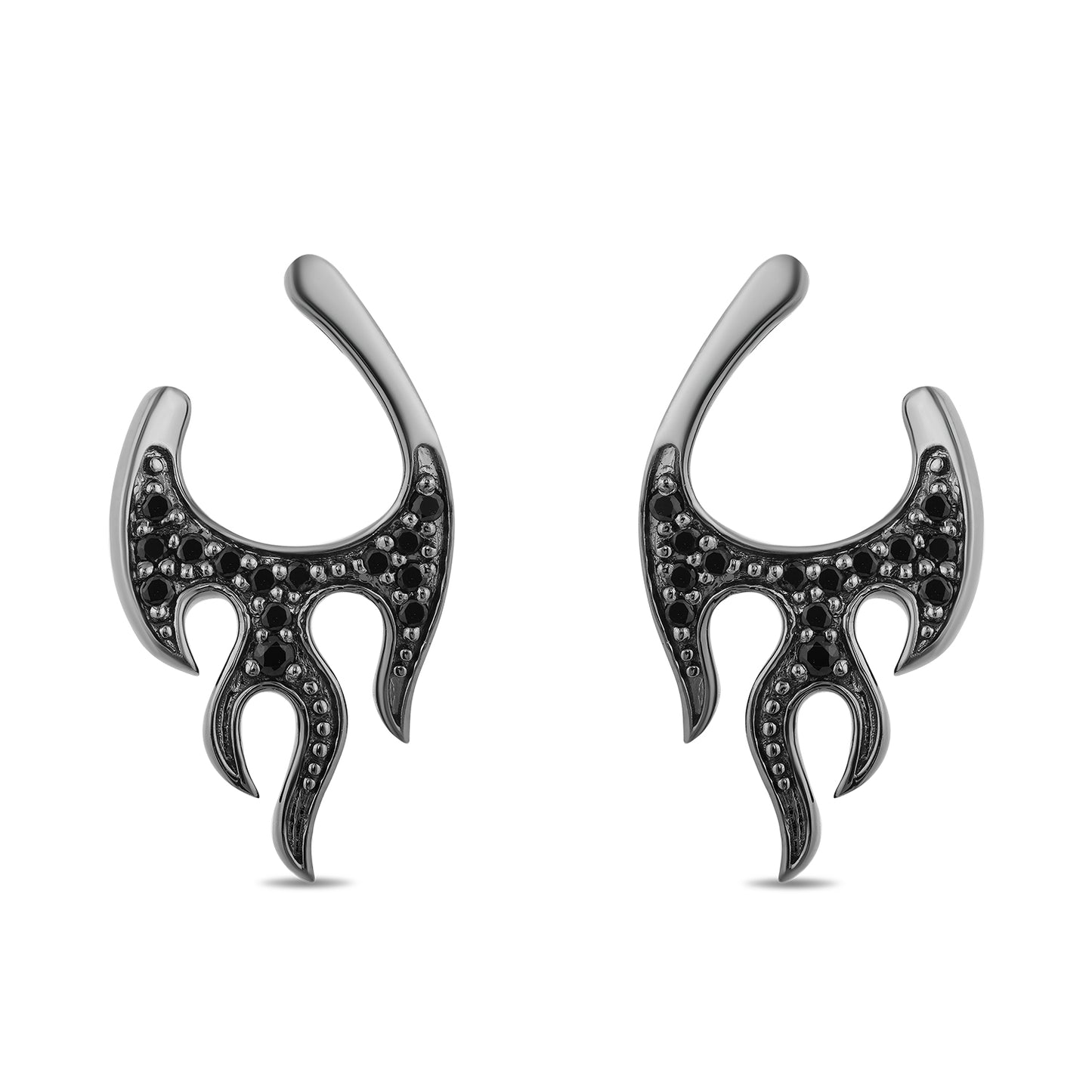 Enchanted Disney Fine Jewelry Black Rhodium over Sterling Silver with 1/4 CTTW Black Diamond Maleficent Flames Earrings