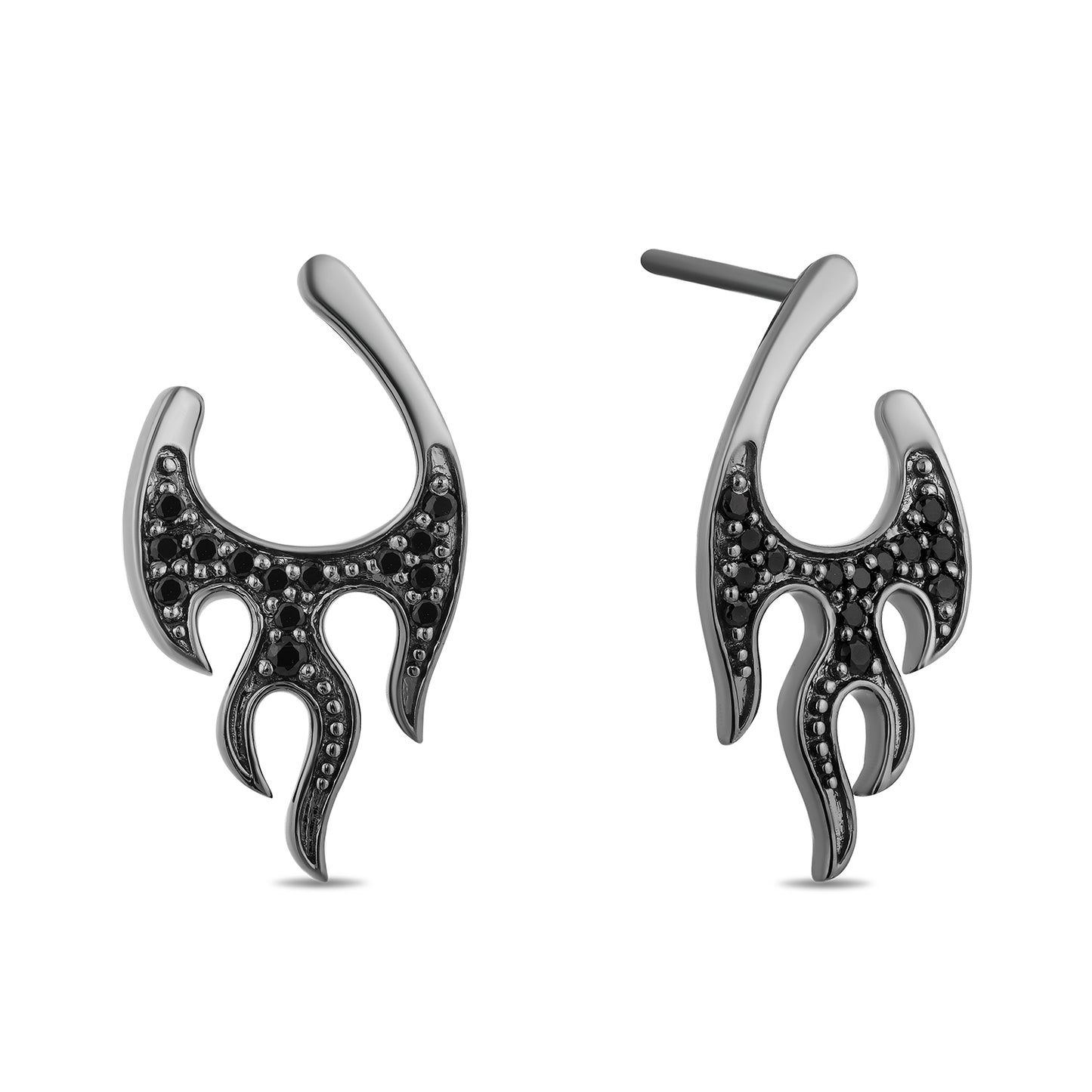 Enchanted Disney Fine Jewelry Black Rhodium over Sterling Silver with 1/4 CTTW Black Diamond Maleficent Flames Earrings