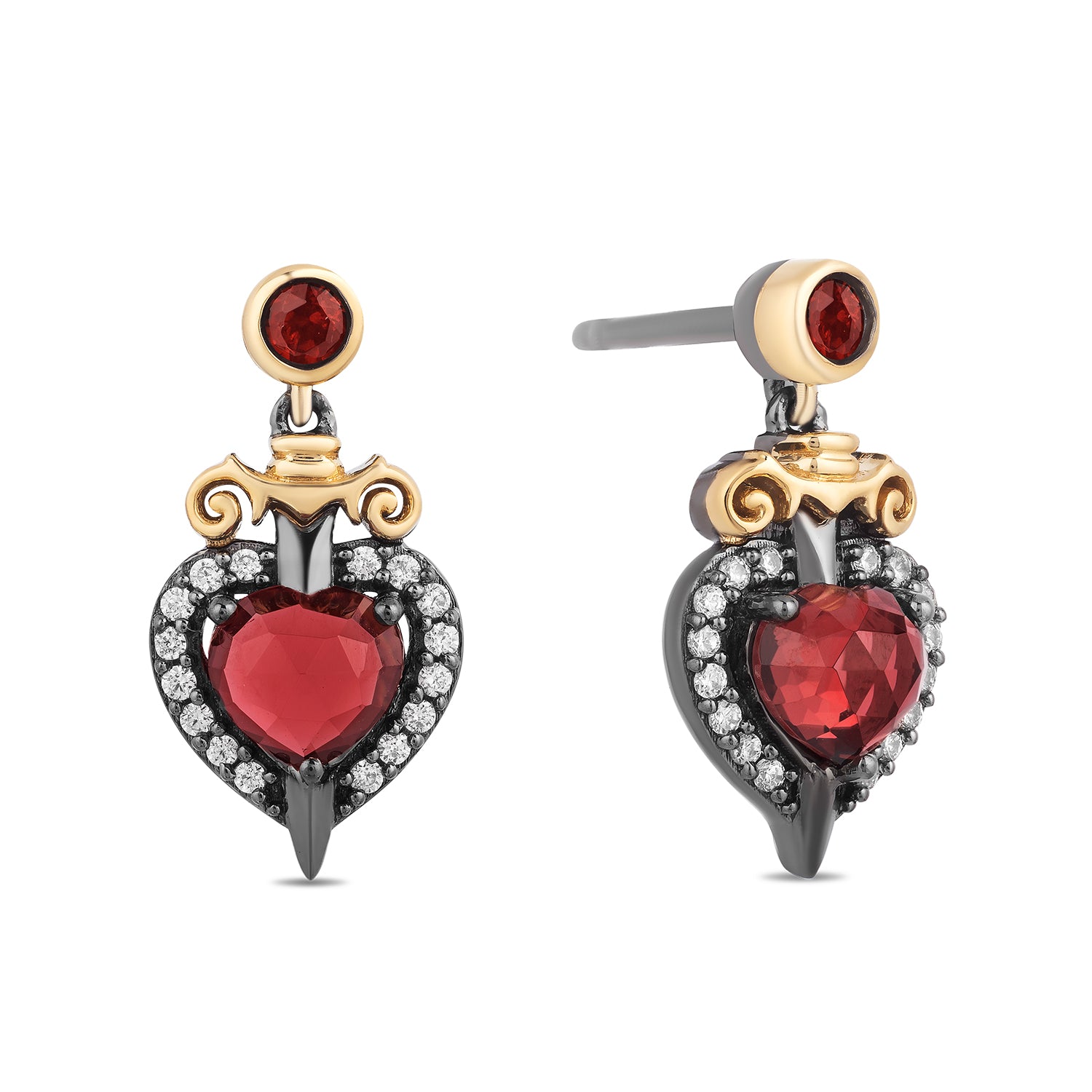 Disney Evil Queen Inspired Diamond & Red Garnet Earrings in 