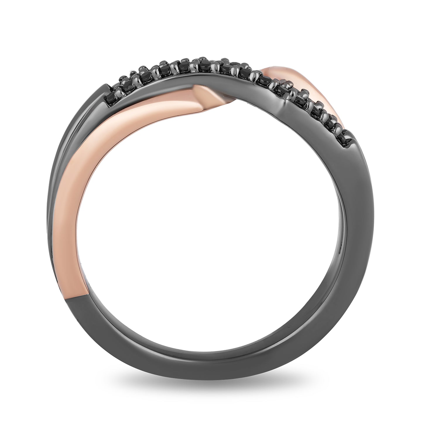 Enchanted Disney Fine Jewelry 10K Rose Gold and Black Rhodium Over Sterling Silver with 1/5 CTTW Black Diamond Maleficent "Thorn" Ring