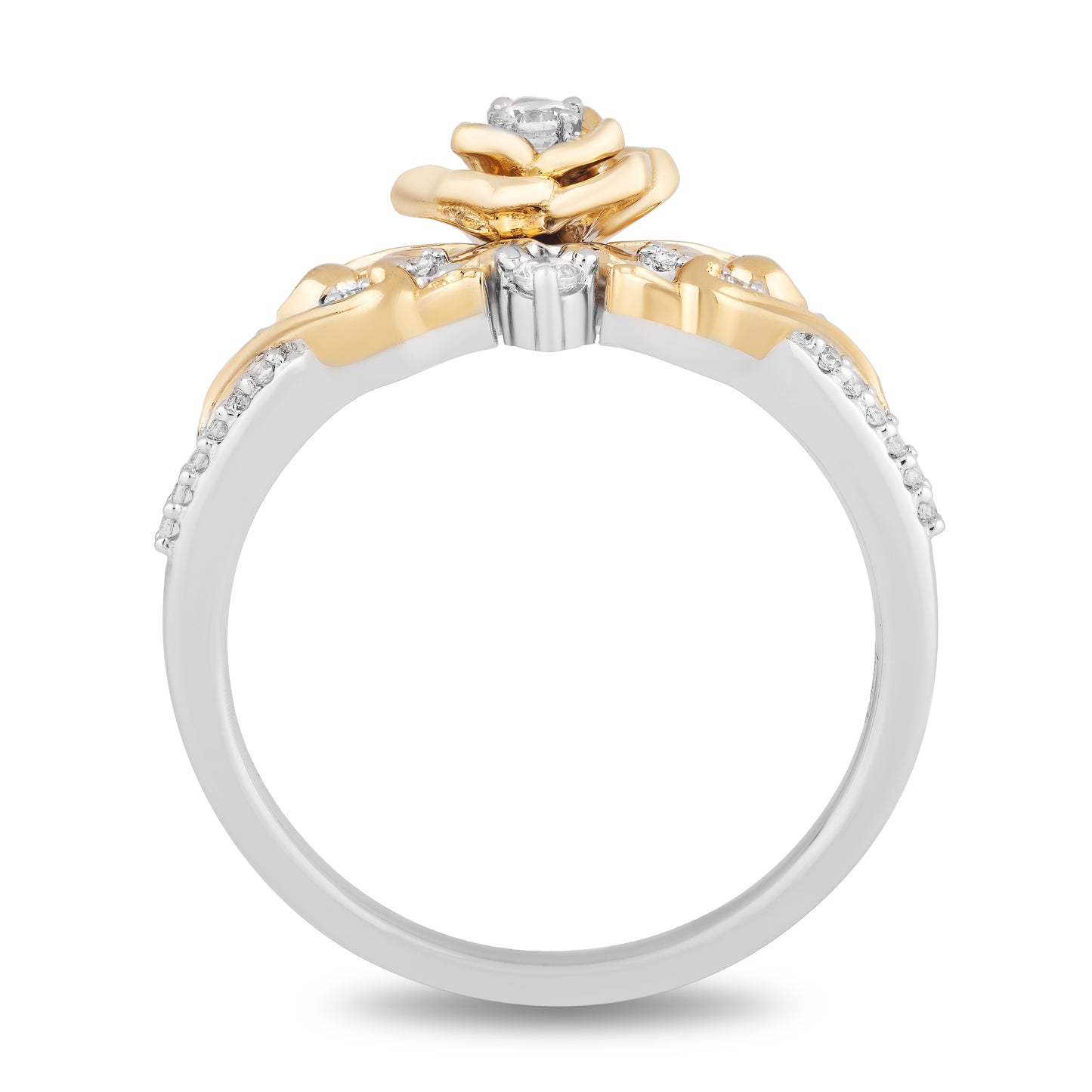 Enchanted Disney Fine Jewelry 14K Yellow Gold Over Sterling Silver with 1/6 CTTW Diamonds Belle Ring