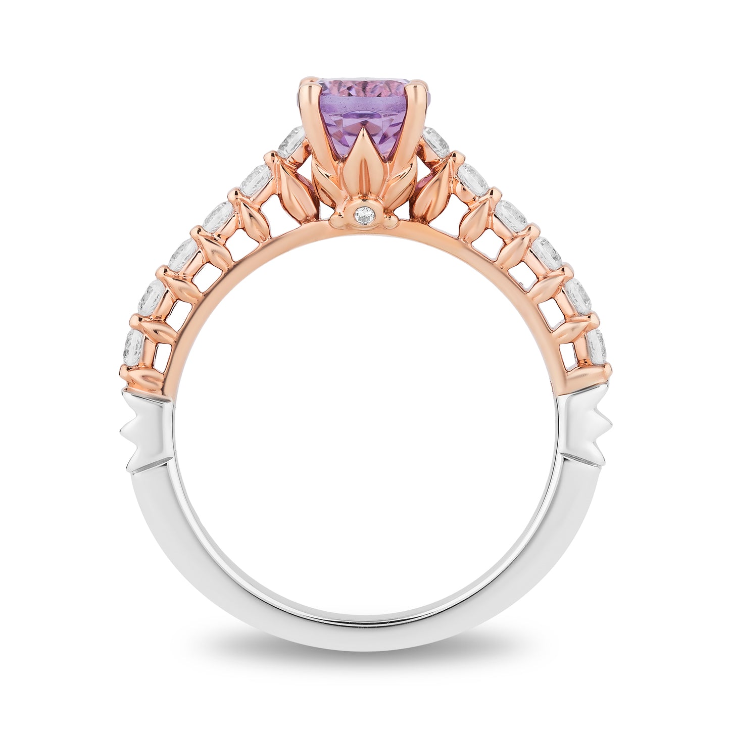 Enchanted Disney Fine Jewelry 14K White and Rose Gold with 3/8 CTTW Diamonds and Lavender Amethyst, Disney's Rapunzel Engagement Ring