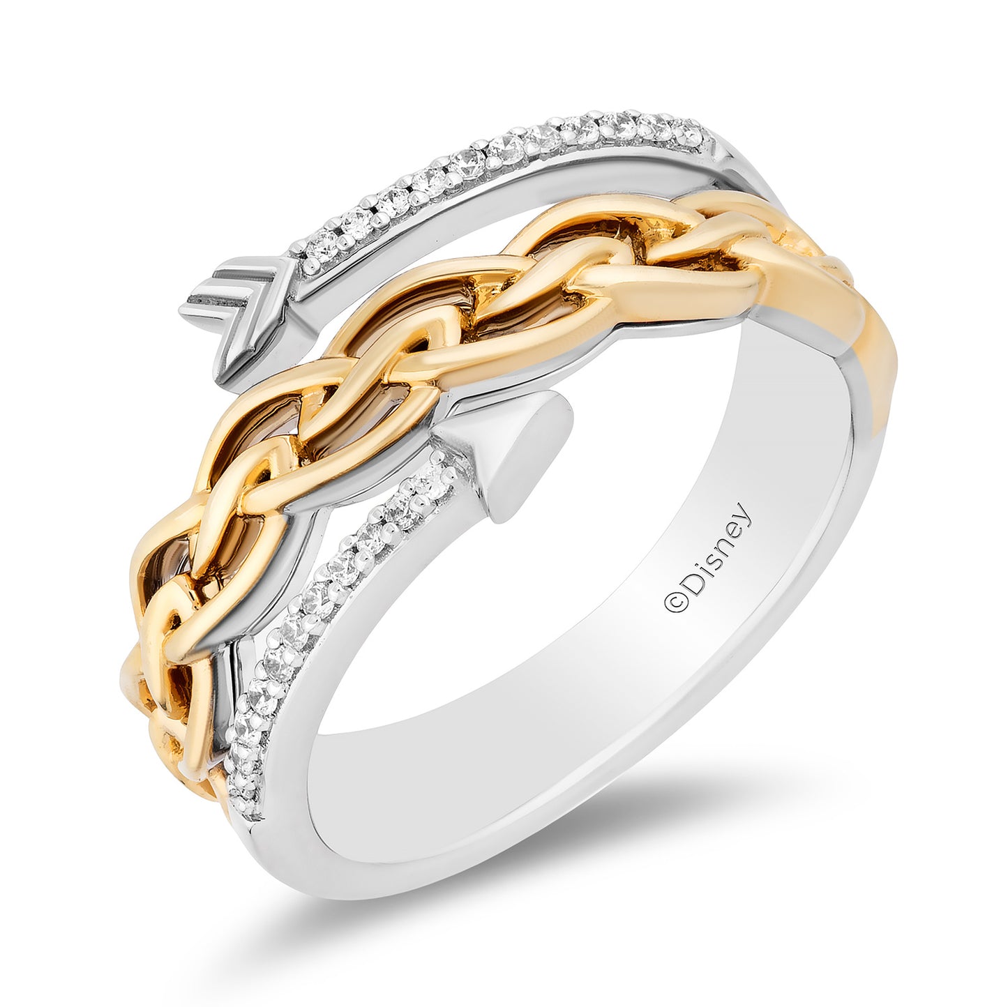 Enchanted Disney Fine Jewelry 14K Yellow Gold over Sterling Silver with 1/10 CTTW Diamonds Merida Ring