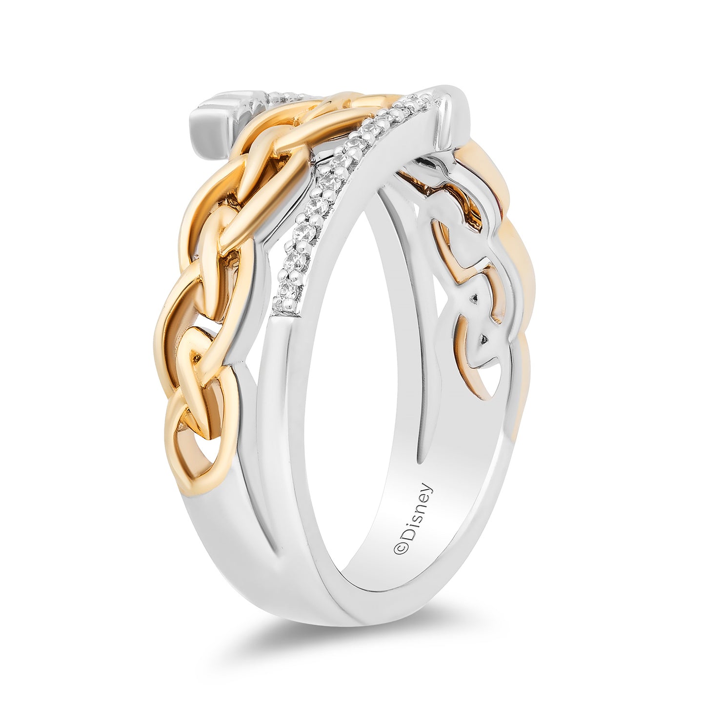 Enchanted Disney Fine Jewelry 14K Yellow Gold over Sterling Silver with 1/10 CTTW Diamonds Merida Ring